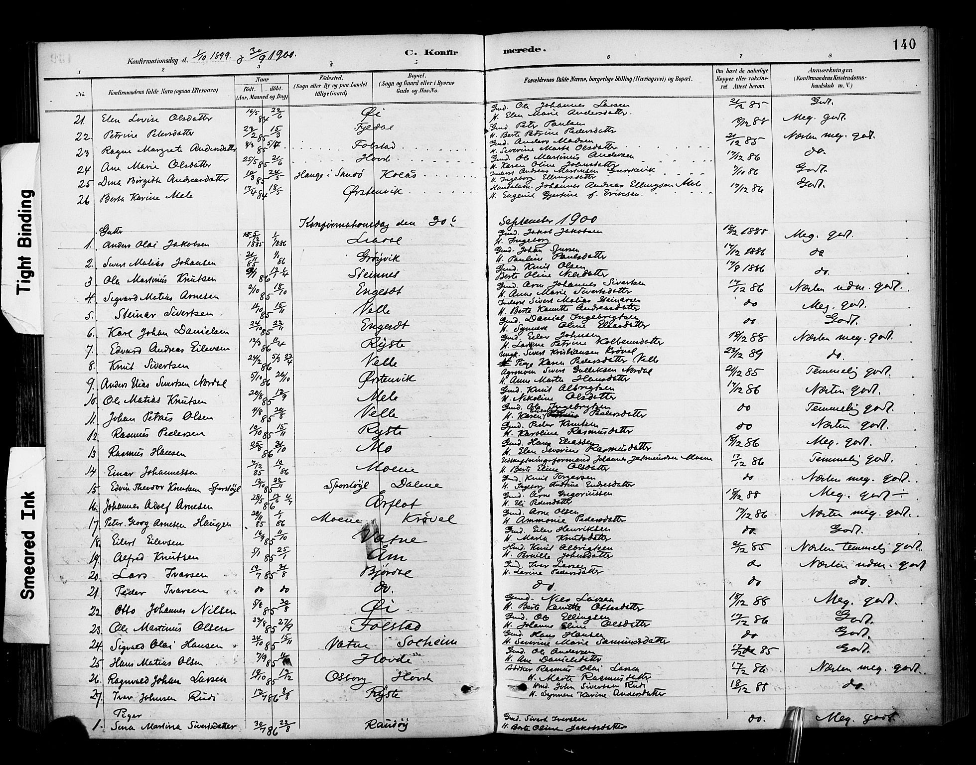 Ministerialprotokoller, klokkerbøker og fødselsregistre - Møre og Romsdal, AV/SAT-A-1454/513/L0177: Parish register (official) no. 513A04, 1890-1906, p. 140