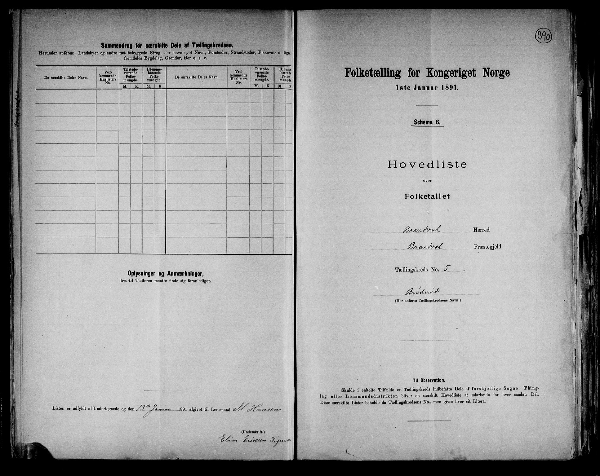 RA, 1891 census for 0422 Brandval, 1891, p. 12