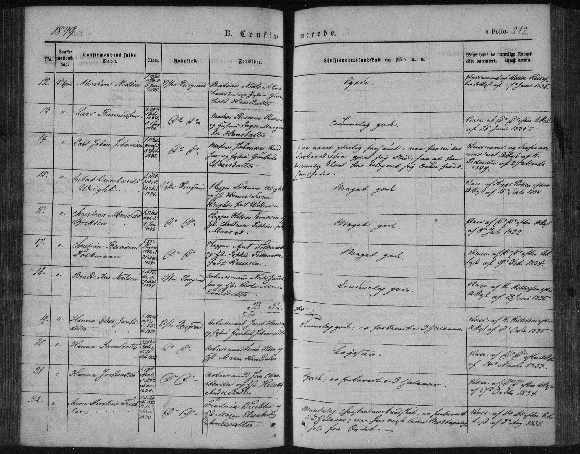 Porsgrunn kirkebøker , AV/SAKO-A-104/F/Fa/L0006: Parish register (official) no. 6, 1841-1857, p. 212