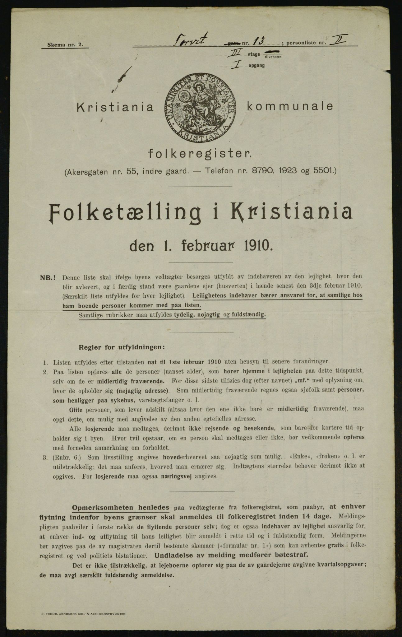 OBA, Municipal Census 1910 for Kristiania, 1910, p. 109372