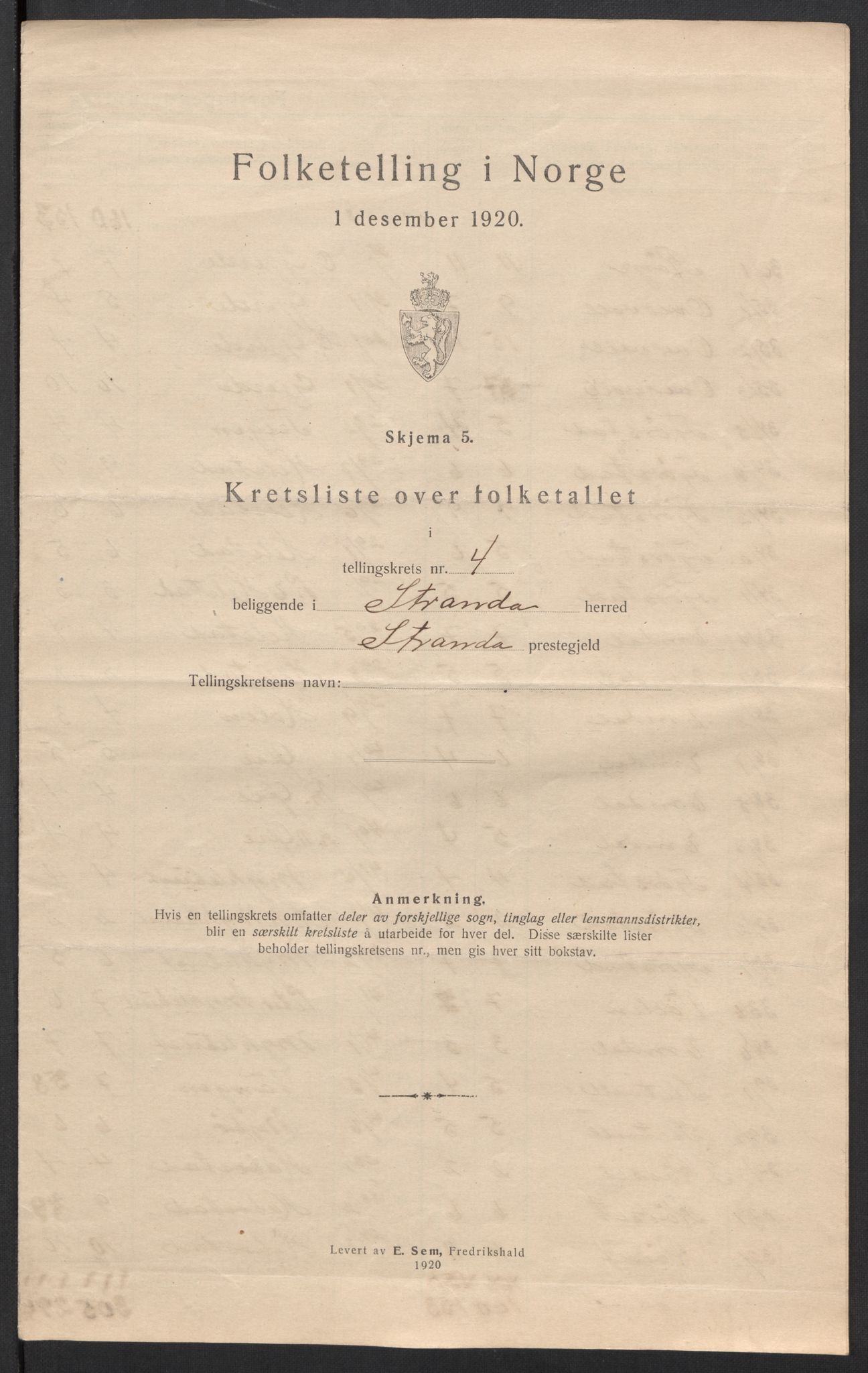 SAT, 1920 census for Stranda, 1920, p. 14