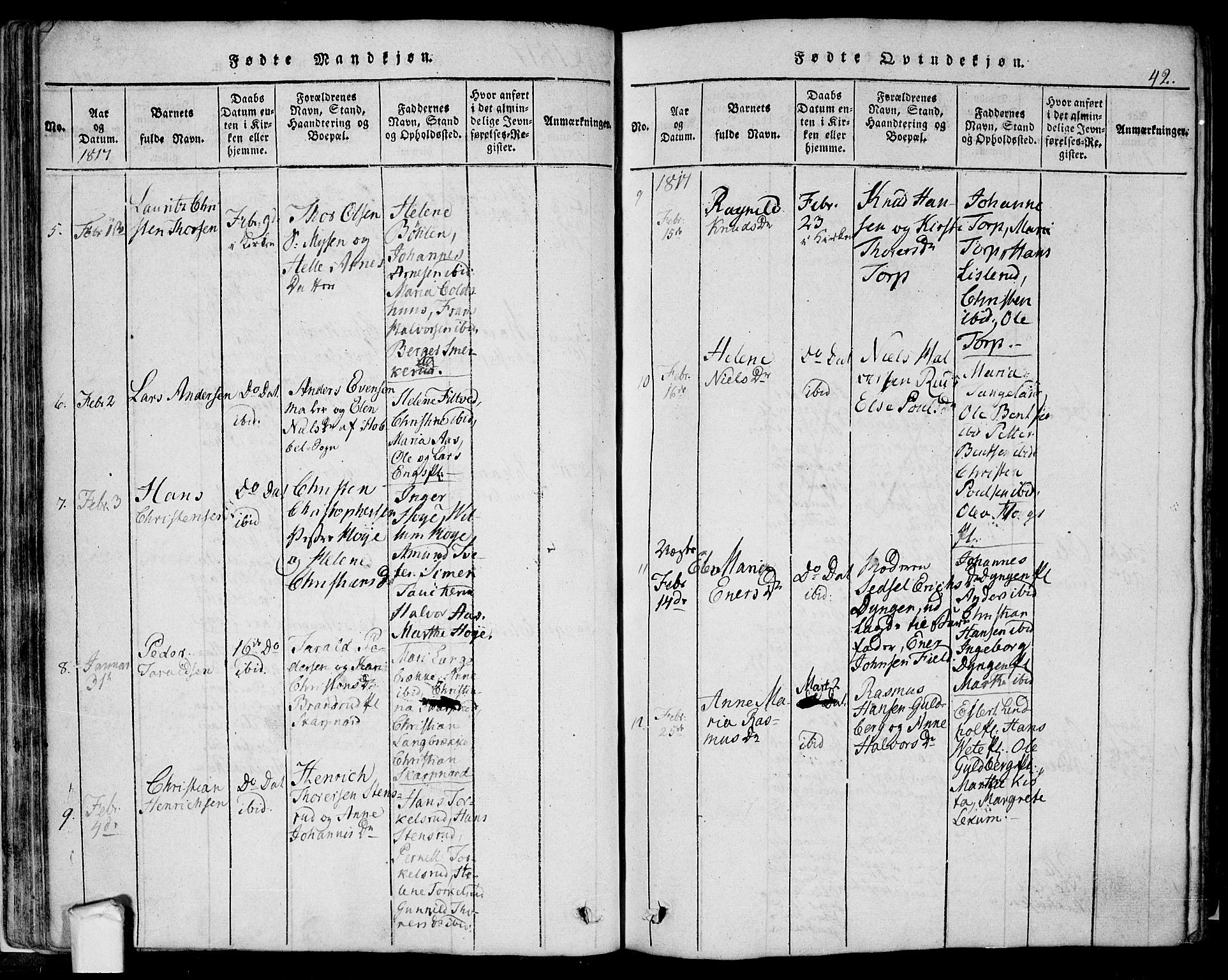 Eidsberg prestekontor Kirkebøker, AV/SAO-A-10905/F/Fa/L0007: Parish register (official) no. I 7, 1814-1832, p. 42