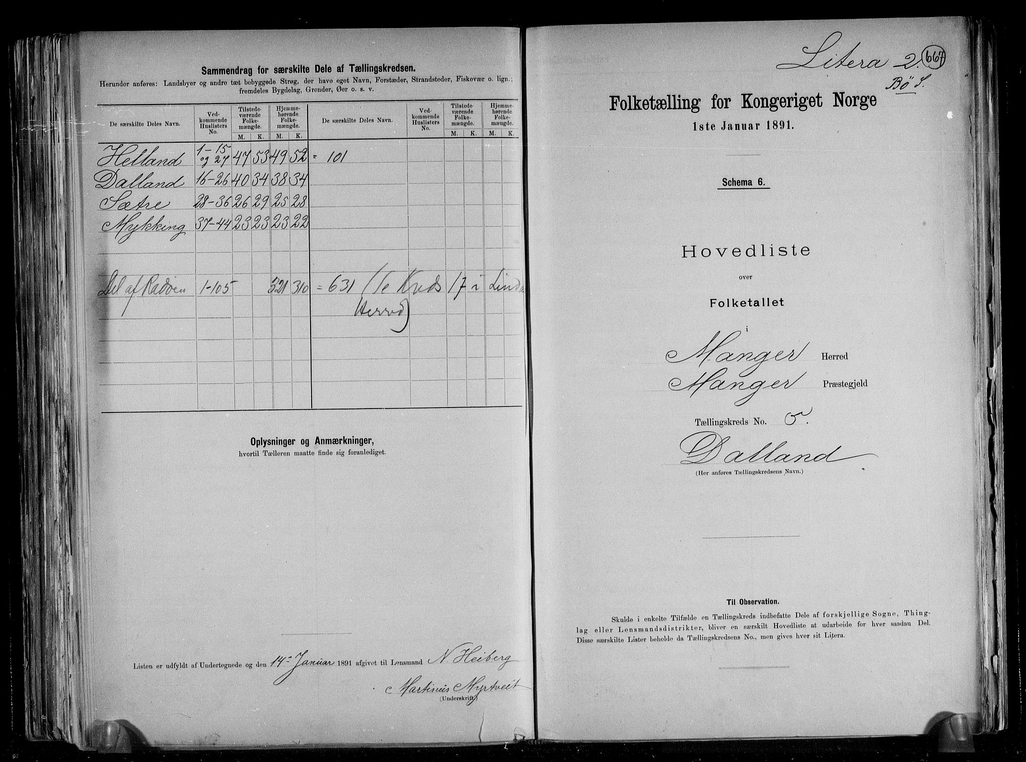 RA, 1891 census for 1261 Manger, 1891, p. 18