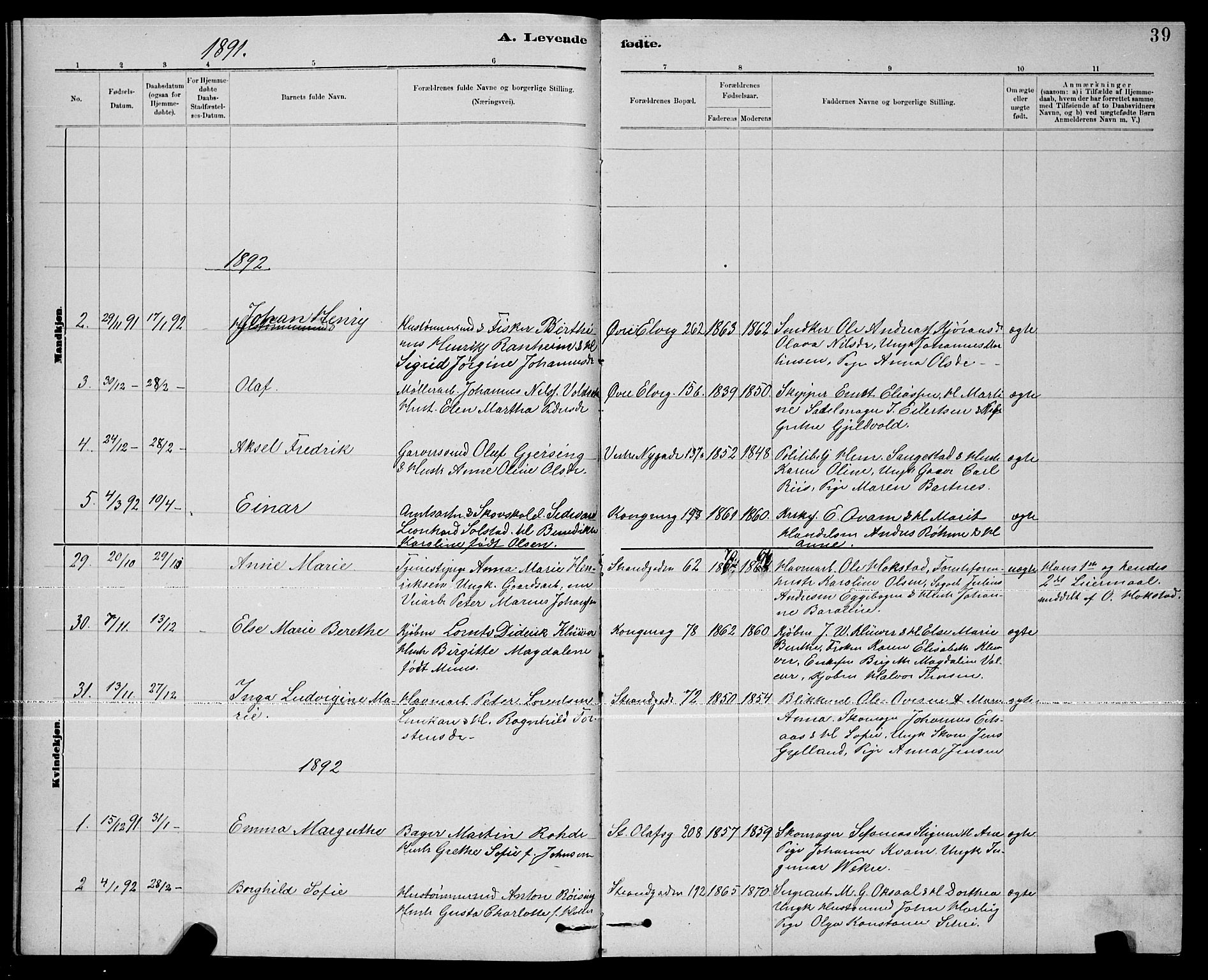 Ministerialprotokoller, klokkerbøker og fødselsregistre - Nord-Trøndelag, SAT/A-1458/739/L0374: Parish register (copy) no. 739C02, 1883-1898, p. 39