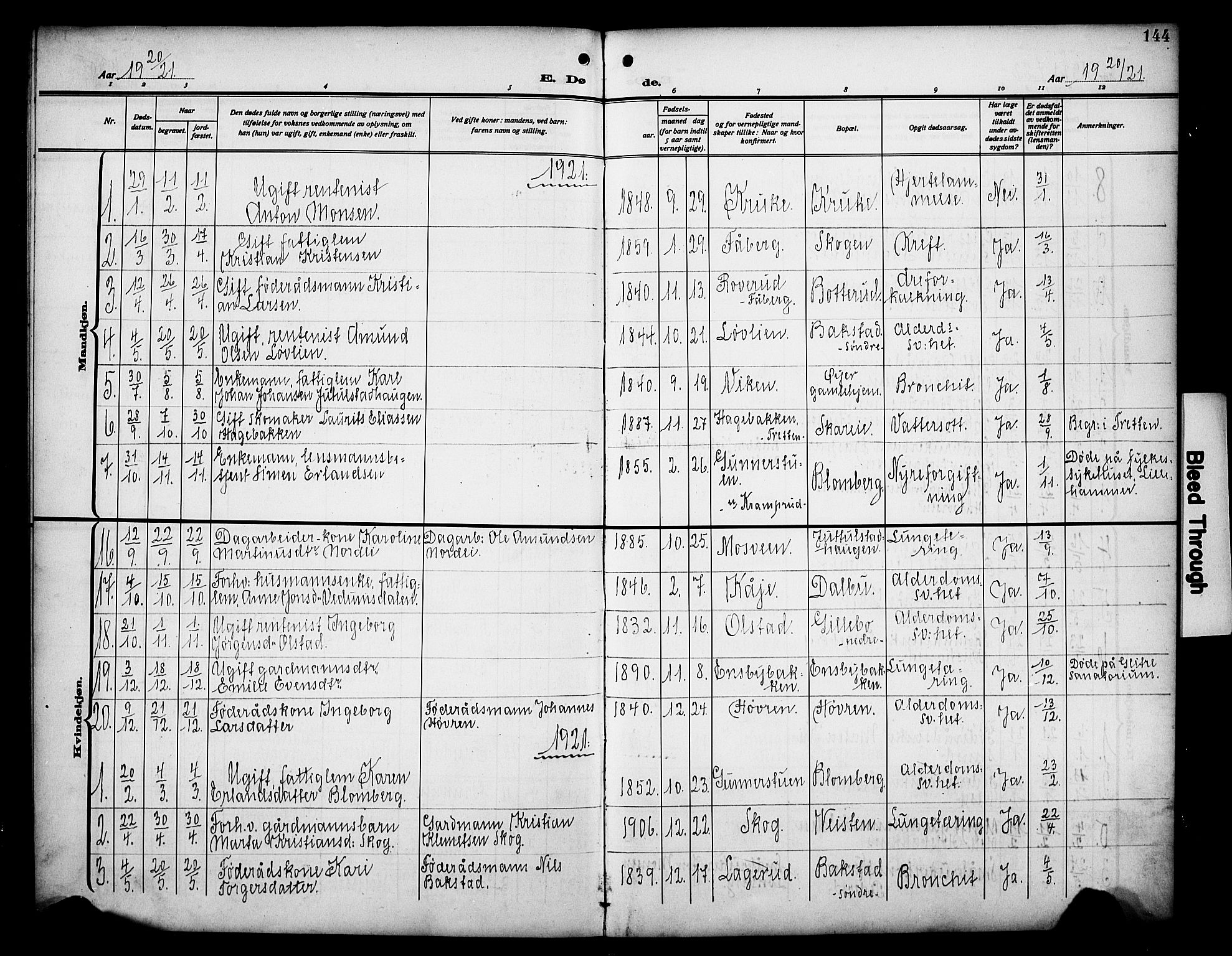 Øyer prestekontor, AV/SAH-PREST-084/H/Ha/Hab/L0007: Parish register (copy) no. 7, 1913-1928, p. 144