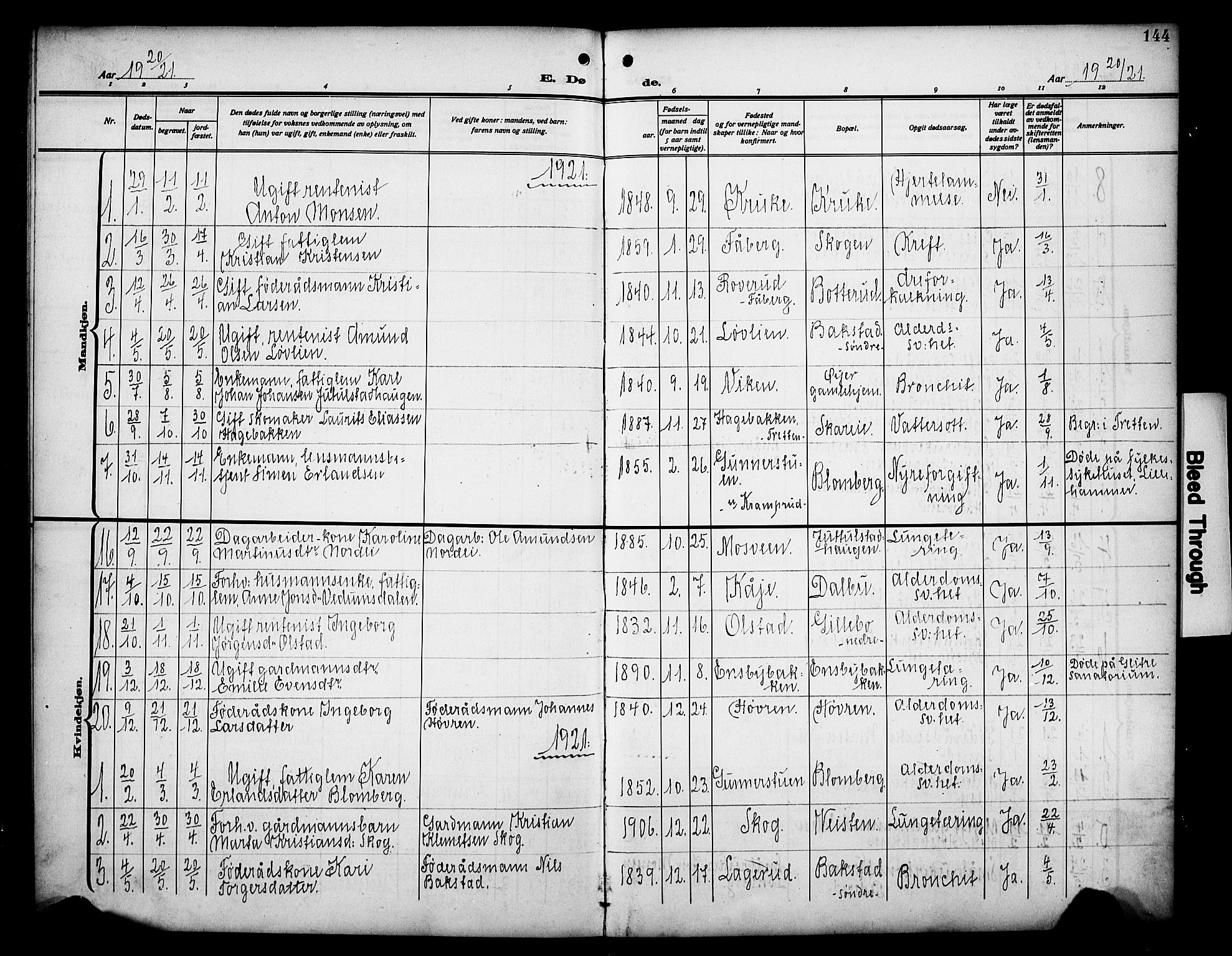 Øyer prestekontor, SAH/PREST-084/H/Ha/Hab/L0007: Parish register (copy) no. 7, 1913-1928, p. 144