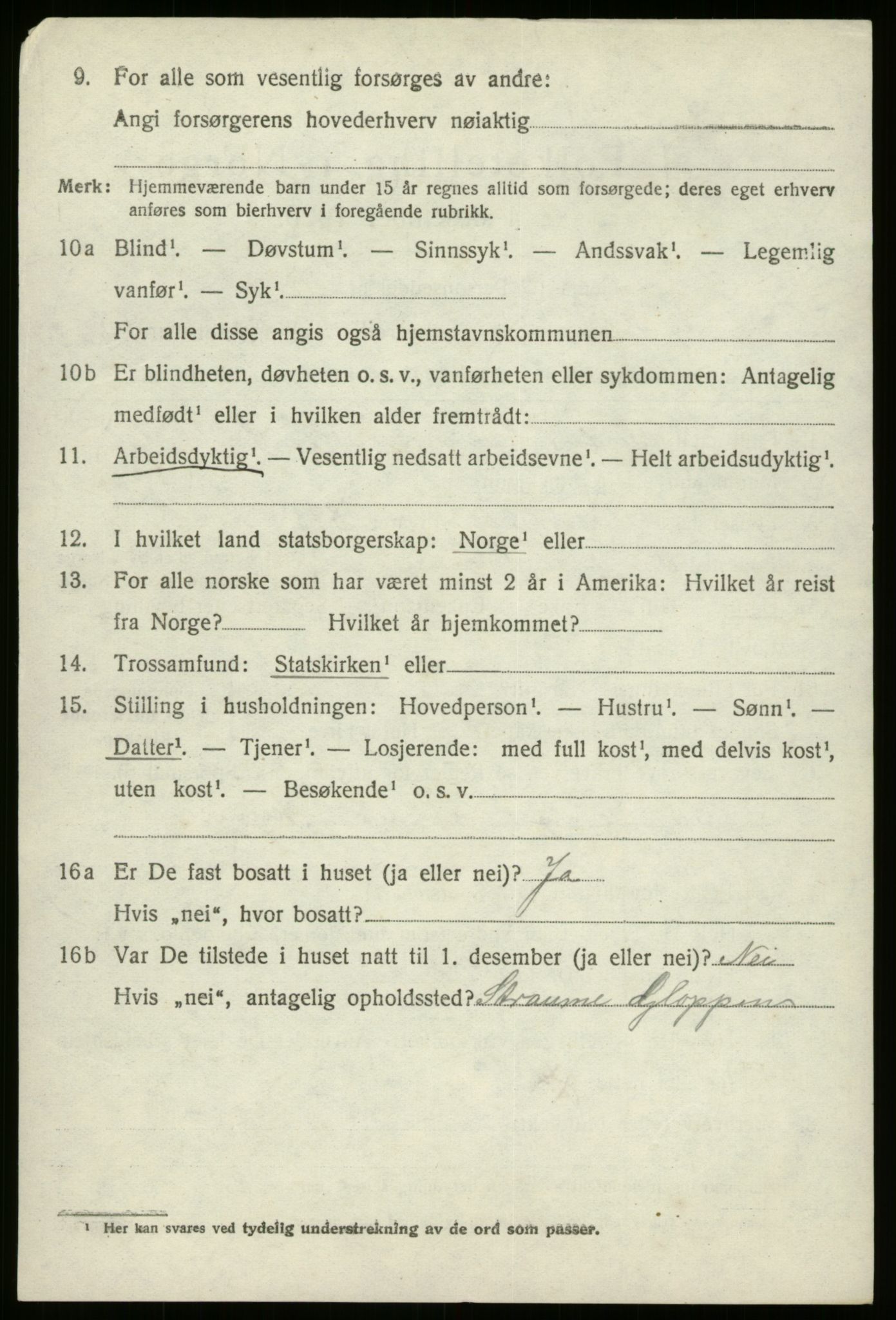 SAB, 1920 census for Gloppen, 1920, p. 3337