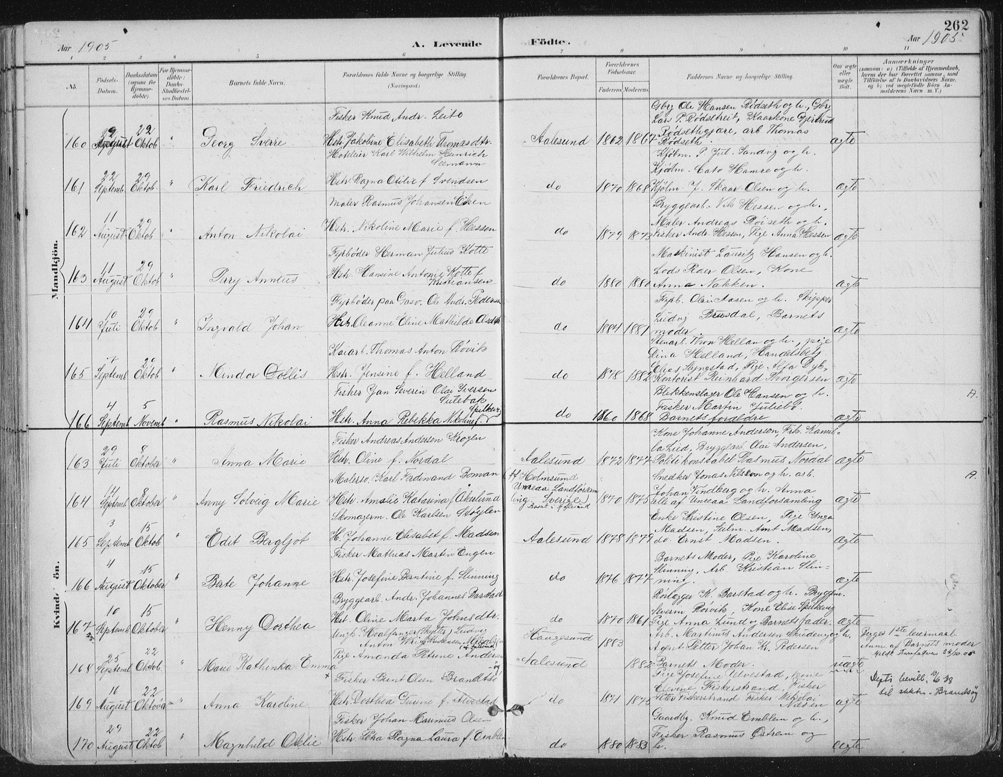 Ministerialprotokoller, klokkerbøker og fødselsregistre - Møre og Romsdal, SAT/A-1454/529/L0456: Parish register (official) no. 529A06, 1894-1906, p. 262
