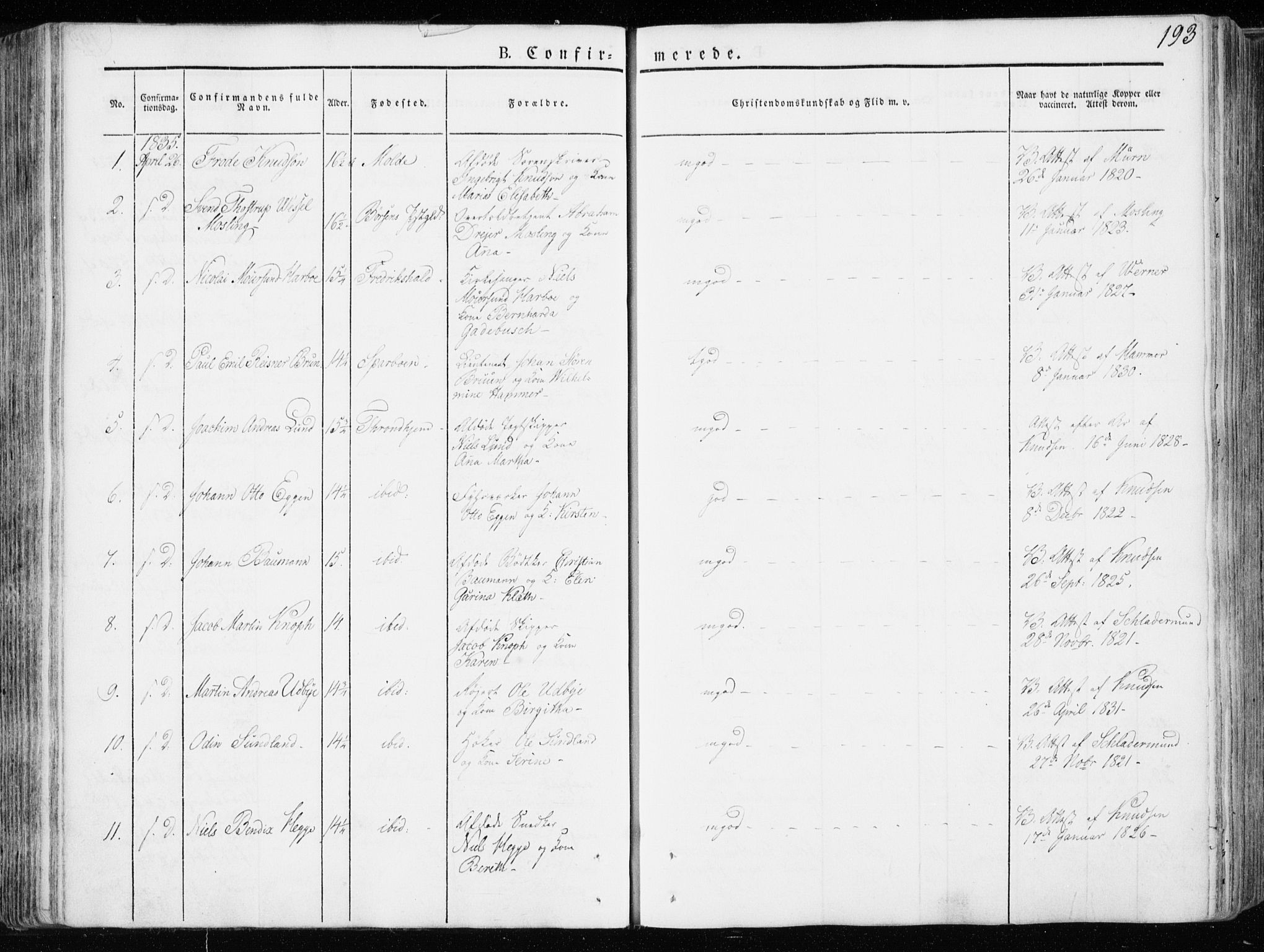 Ministerialprotokoller, klokkerbøker og fødselsregistre - Sør-Trøndelag, AV/SAT-A-1456/601/L0047: Parish register (official) no. 601A15, 1831-1839, p. 193