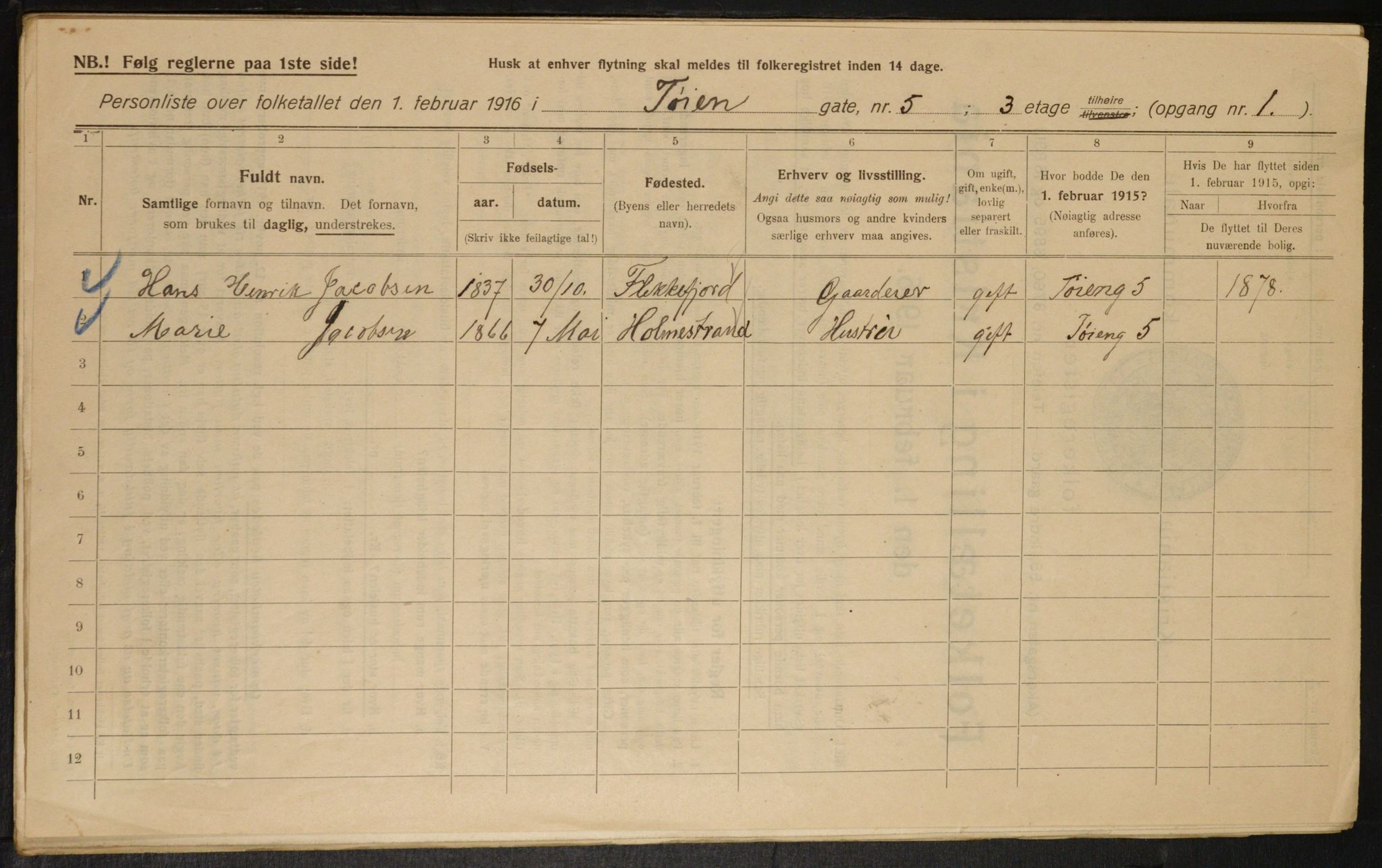 OBA, Municipal Census 1916 for Kristiania, 1916, p. 120682