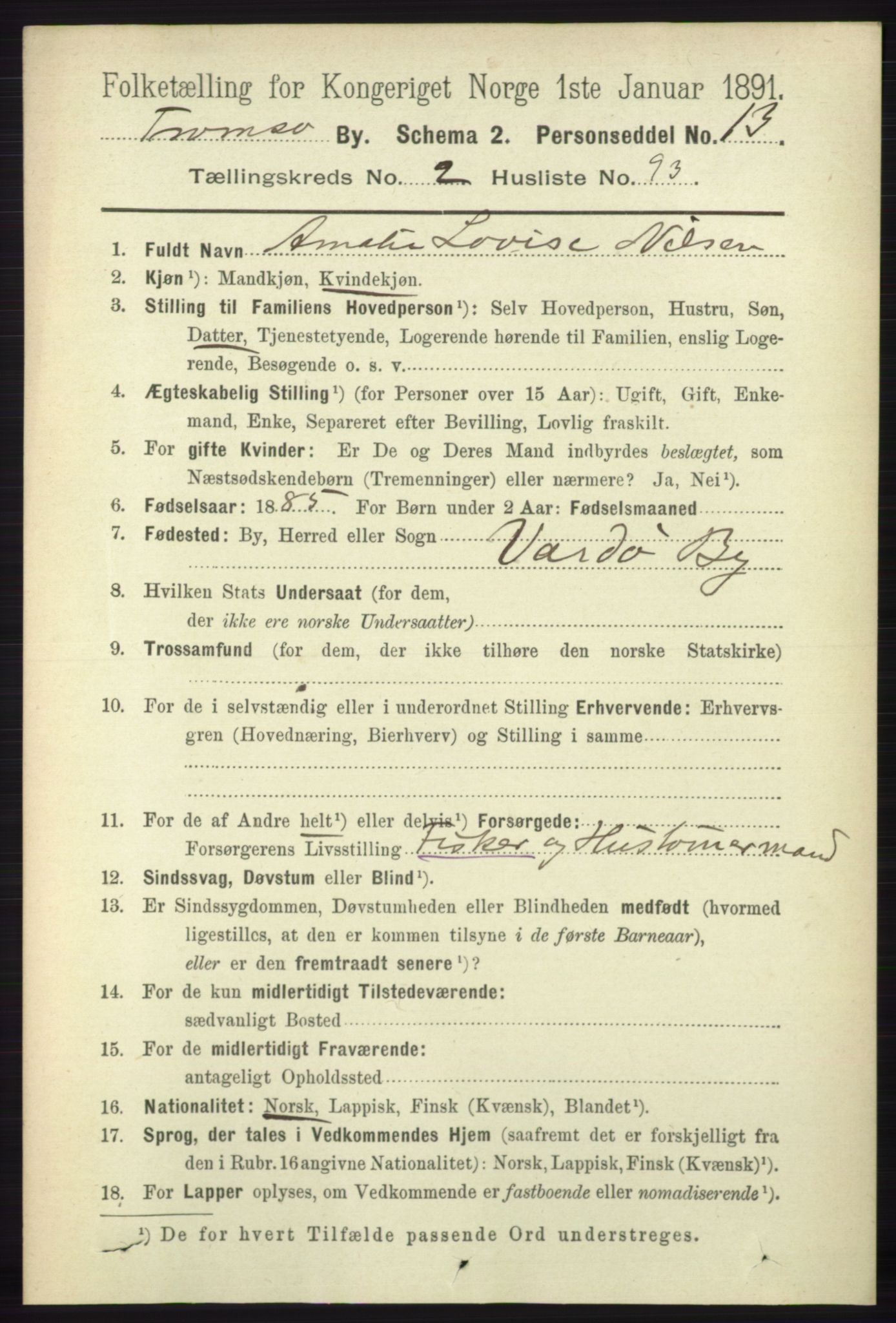 RA, 1891 census for 1902 Tromsø, 1891, p. 2821