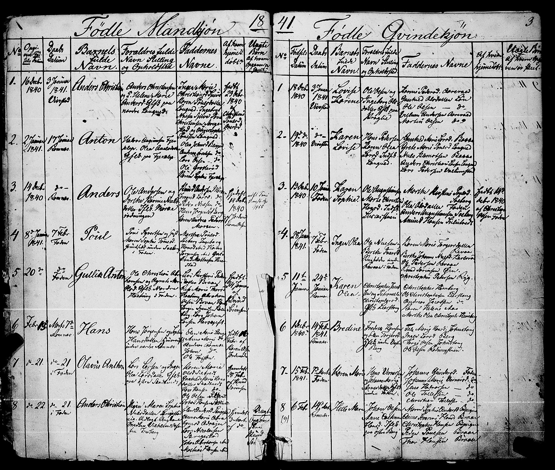 Ramnes kirkebøker, SAKO/A-314/F/Fa/L0005: Parish register (official) no. I 5, 1841-1861, p. 2-3