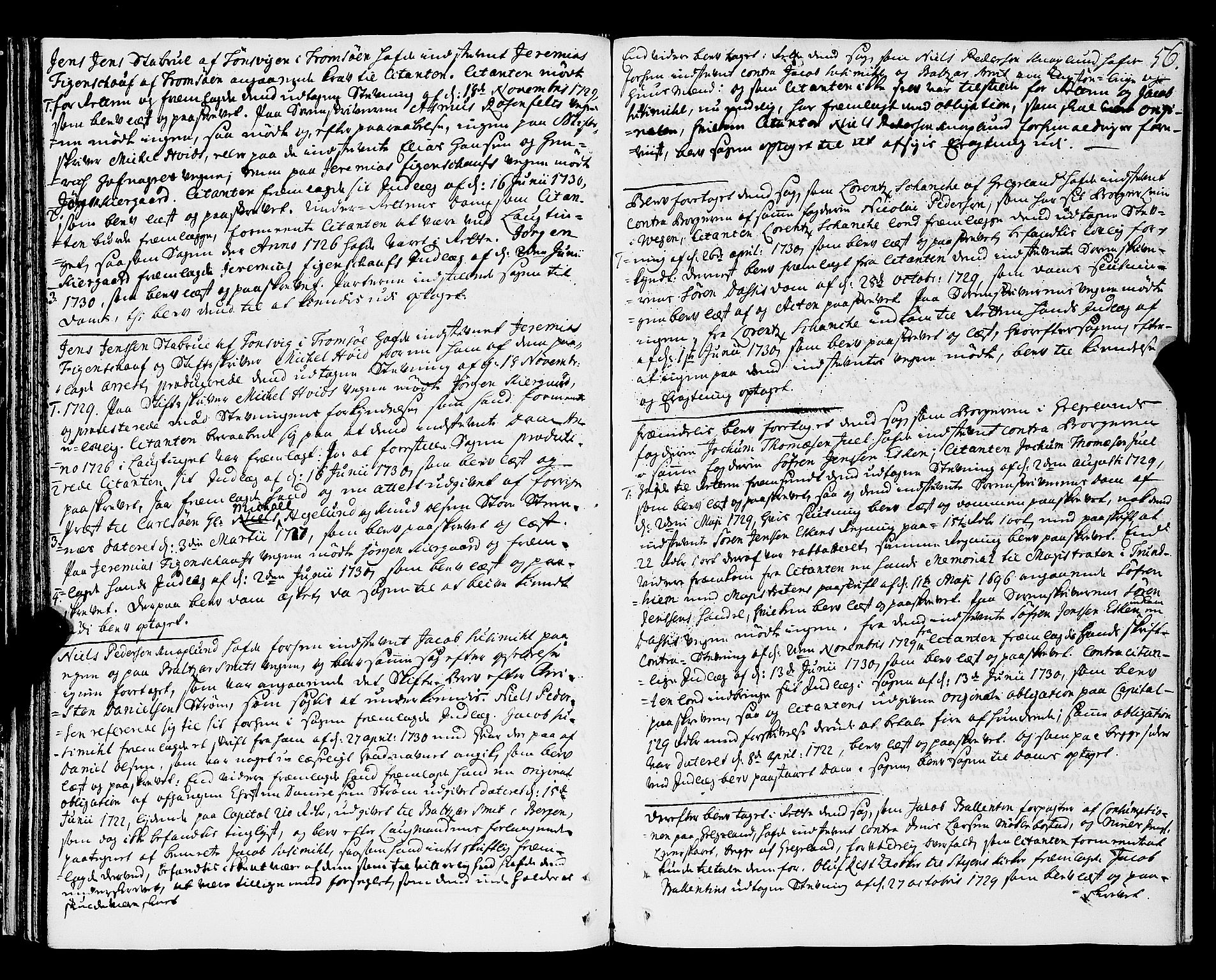 Nordland og Finnmarks lagstol, AV/SAT-A-5608/X/L0006: Justisprotokoll, 1730-1740, p. 55b-56a