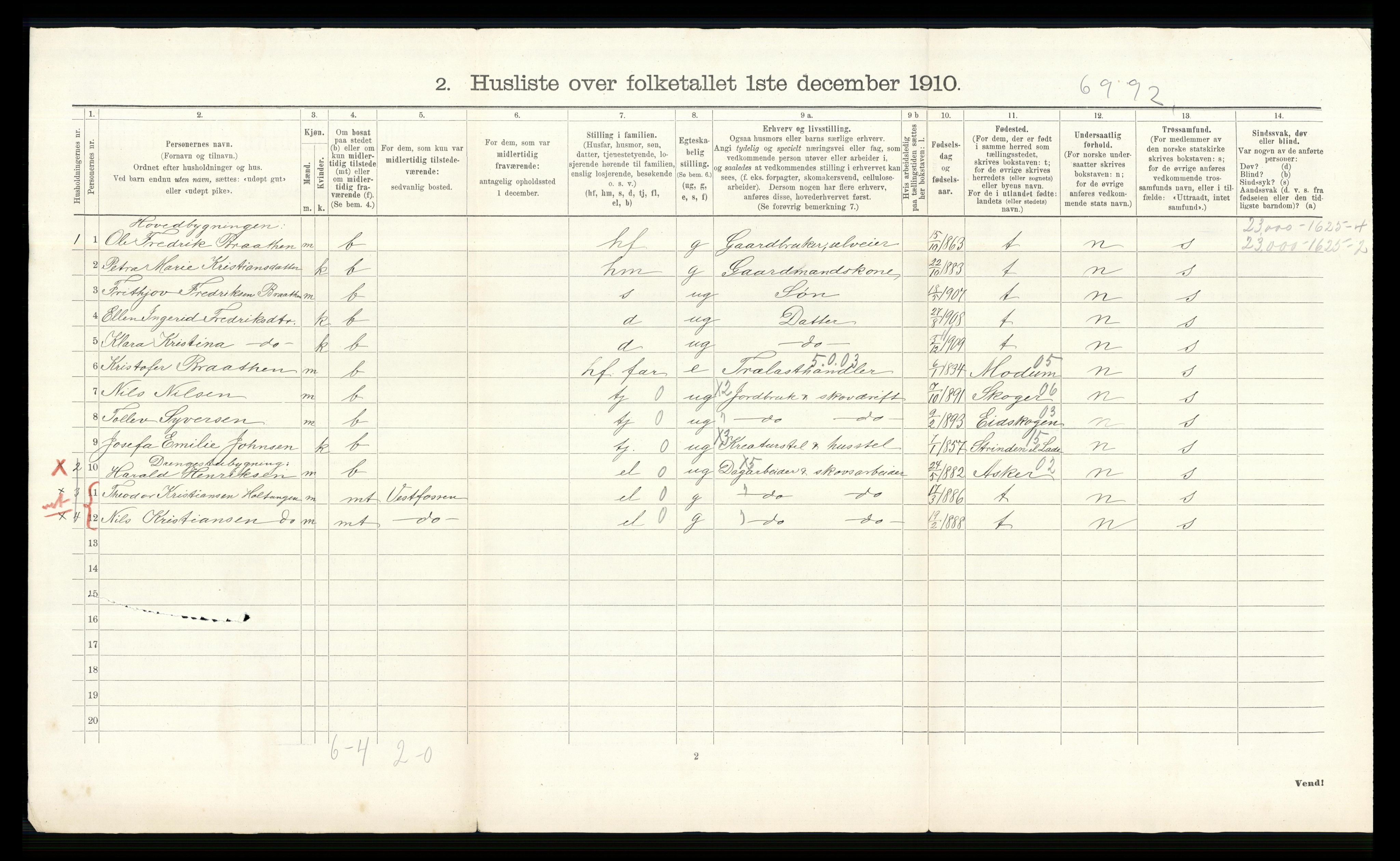 RA, 1910 census for Øvre Eiker, 1910, p. 724