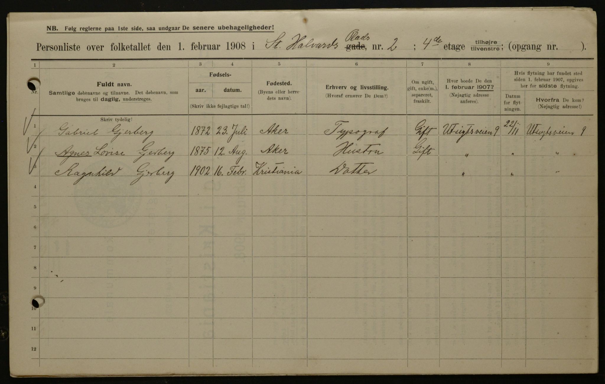 OBA, Municipal Census 1908 for Kristiania, 1908, p. 79237