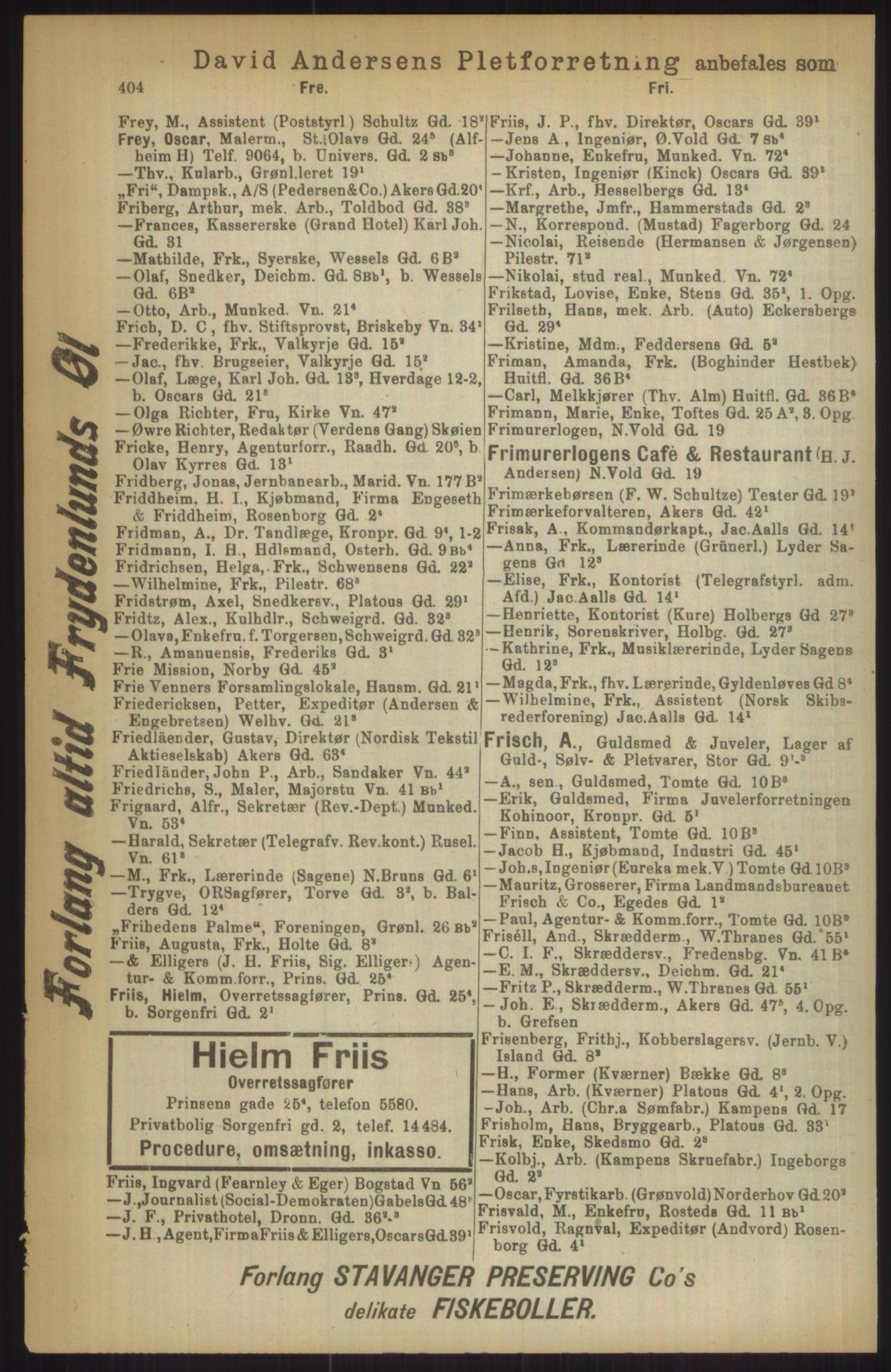 Kristiania/Oslo adressebok, PUBL/-, 1911, p. 404