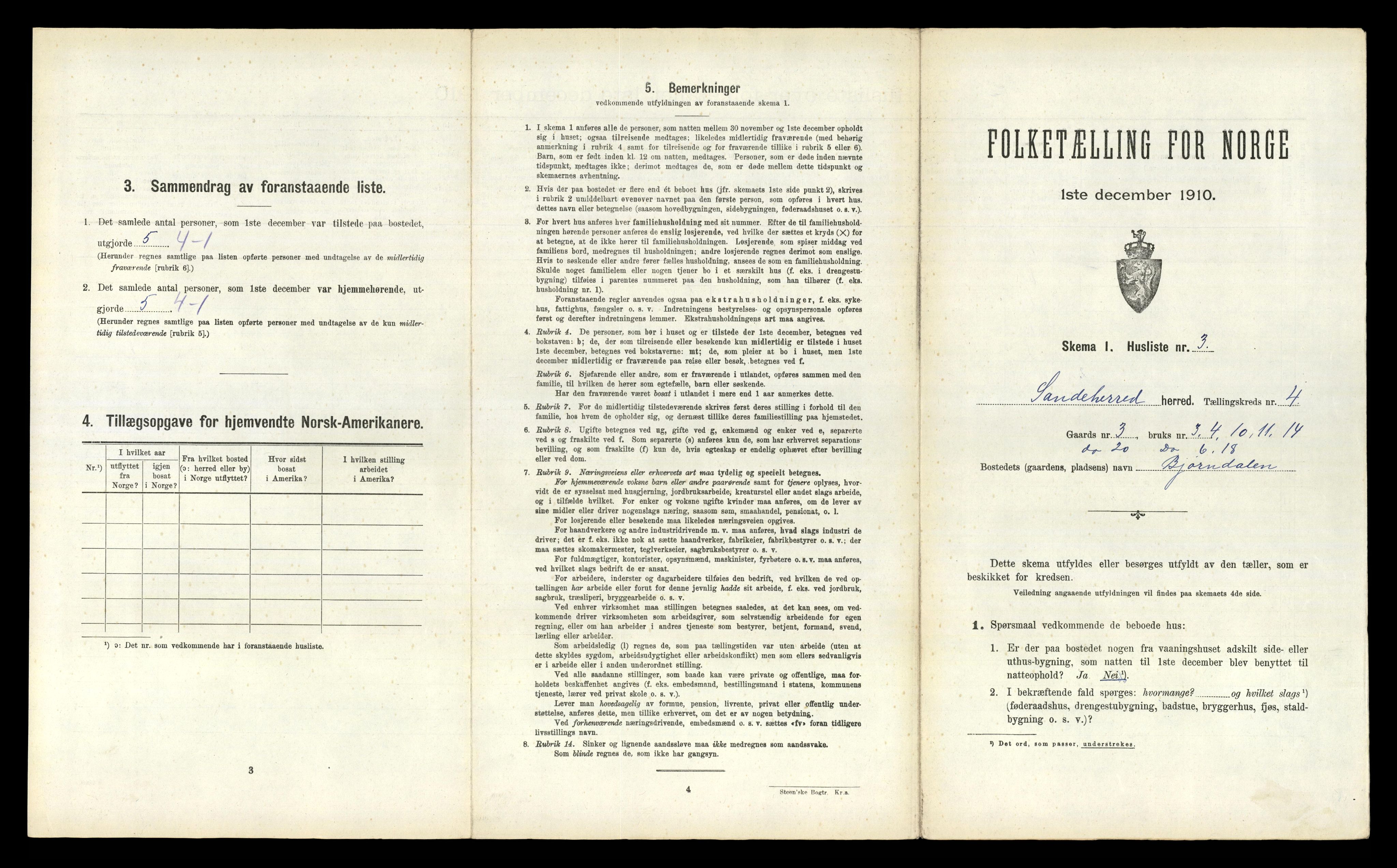 RA, 1910 census for Sandeherred, 1910, p. 745