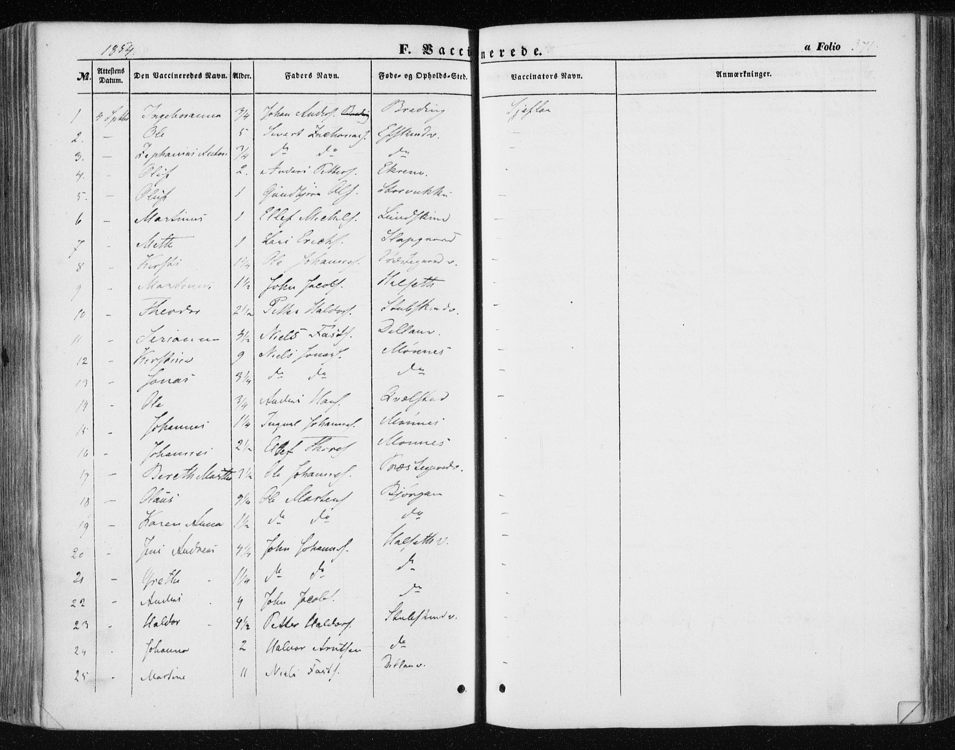 Ministerialprotokoller, klokkerbøker og fødselsregistre - Nord-Trøndelag, SAT/A-1458/723/L0240: Parish register (official) no. 723A09, 1852-1860, p. 371