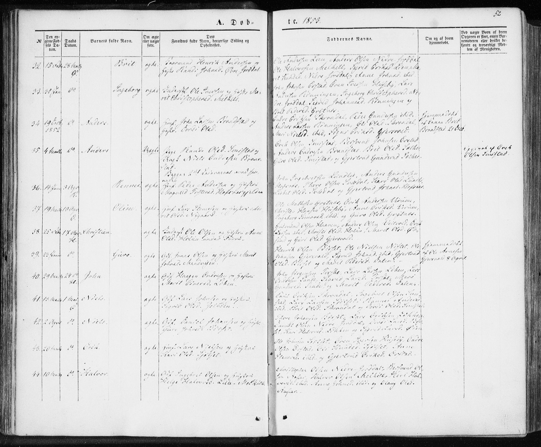 Ministerialprotokoller, klokkerbøker og fødselsregistre - Møre og Romsdal, SAT/A-1454/590/L1013: Parish register (official) no. 590A05, 1847-1877, p. 52