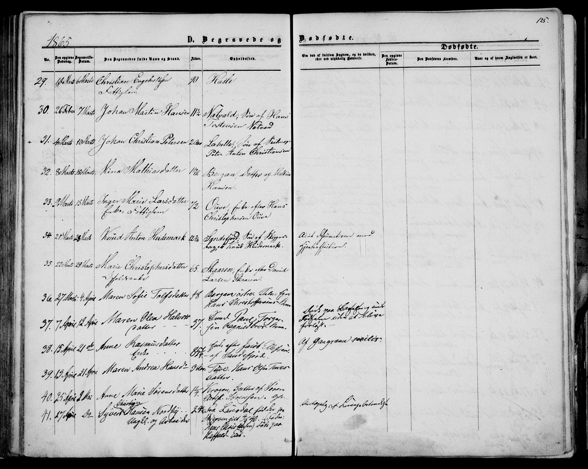 Sandar kirkebøker, SAKO/A-243/F/Fa/L0009: Parish register (official) no. 9, 1862-1871, p. 125