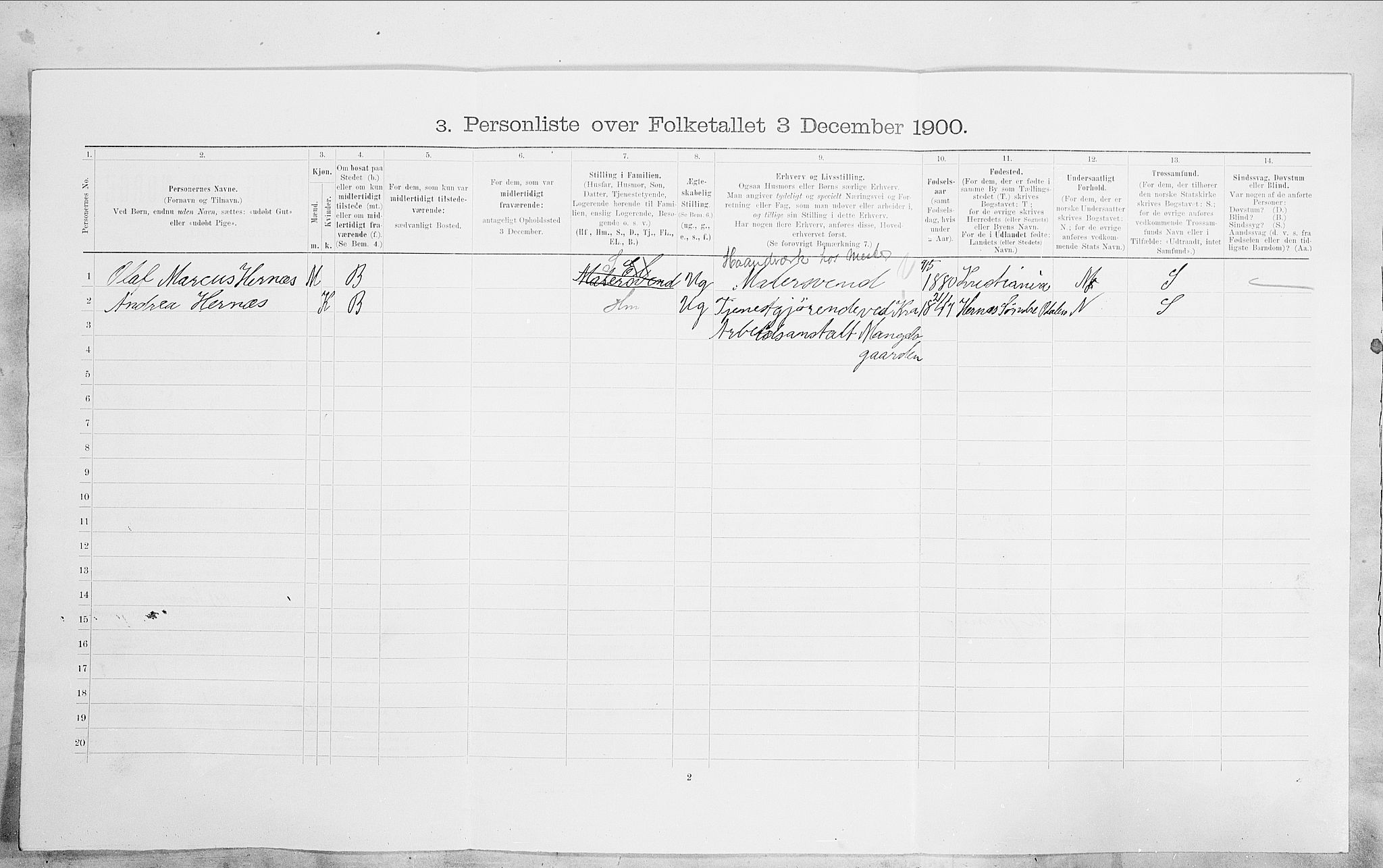 SAO, 1900 census for Kristiania, 1900, p. 92592
