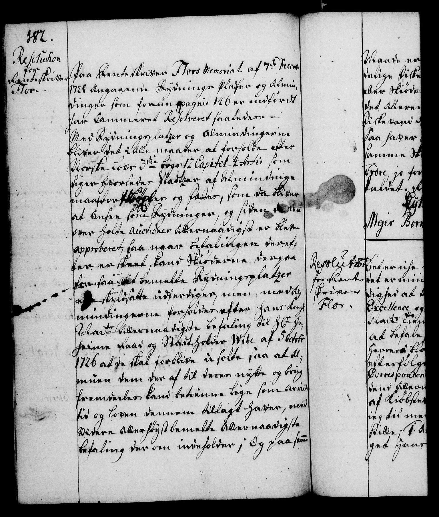 Rentekammeret, Kammerkanselliet, RA/EA-3111/G/Gg/Gga/L0003: Norsk ekspedisjonsprotokoll med register (merket RK 53.3), 1727-1734, p. 182
