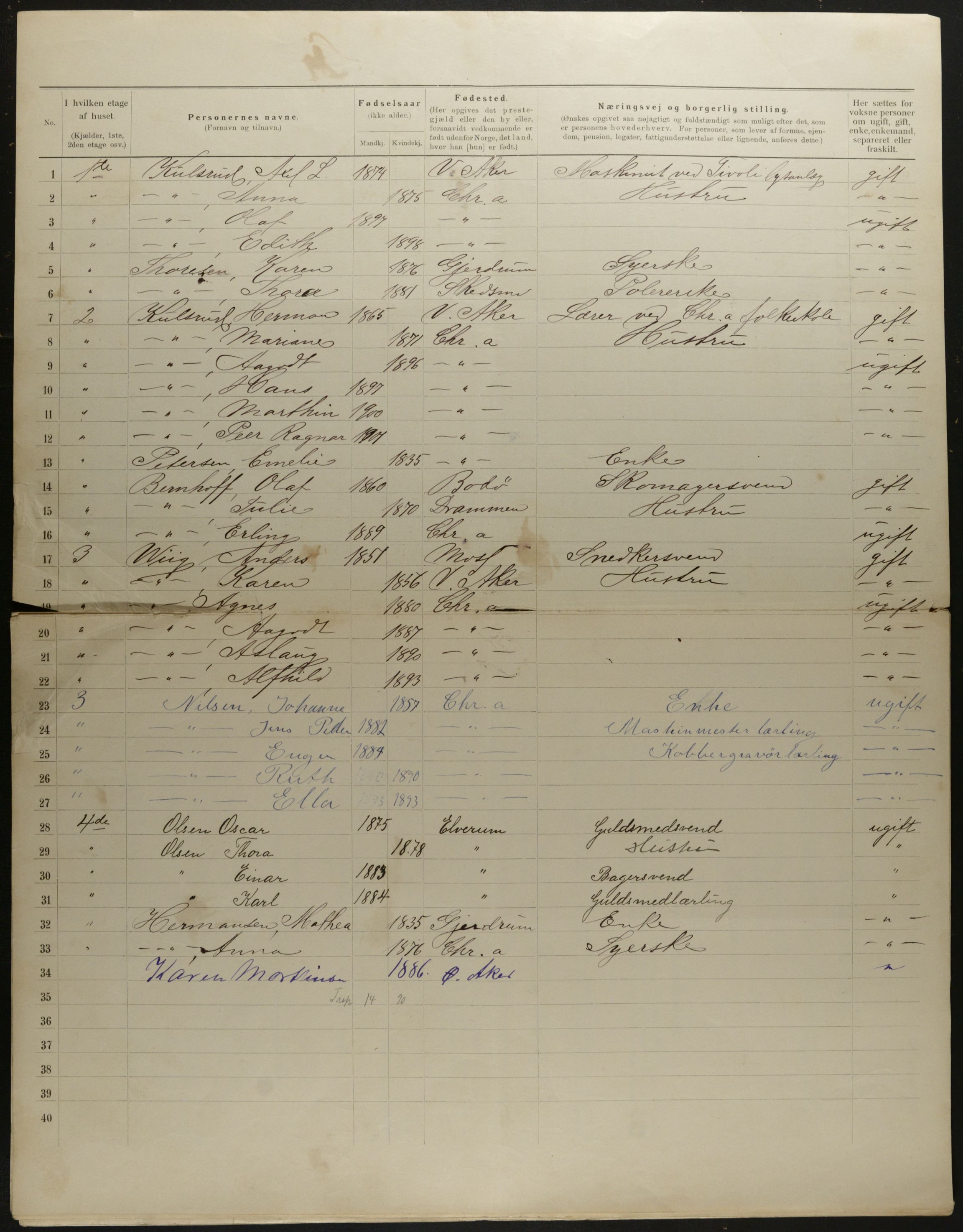 OBA, Municipal Census 1901 for Kristiania, 1901, p. 8426