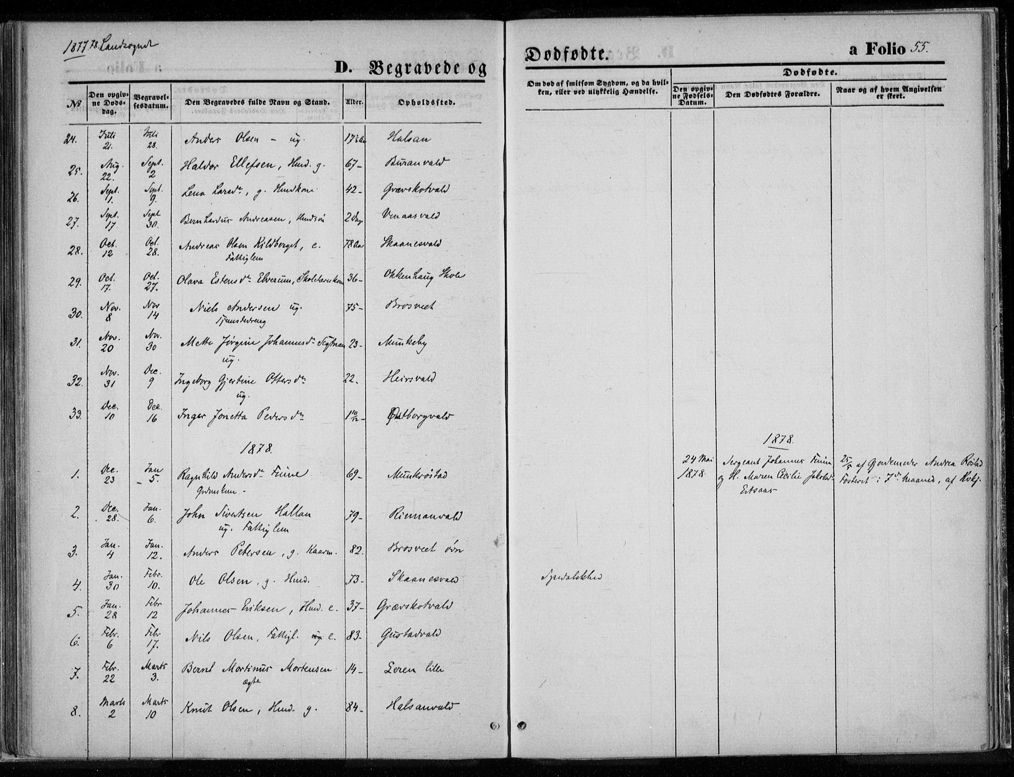 Ministerialprotokoller, klokkerbøker og fødselsregistre - Nord-Trøndelag, SAT/A-1458/720/L0187: Parish register (official) no. 720A04 /2, 1875-1879, p. 55