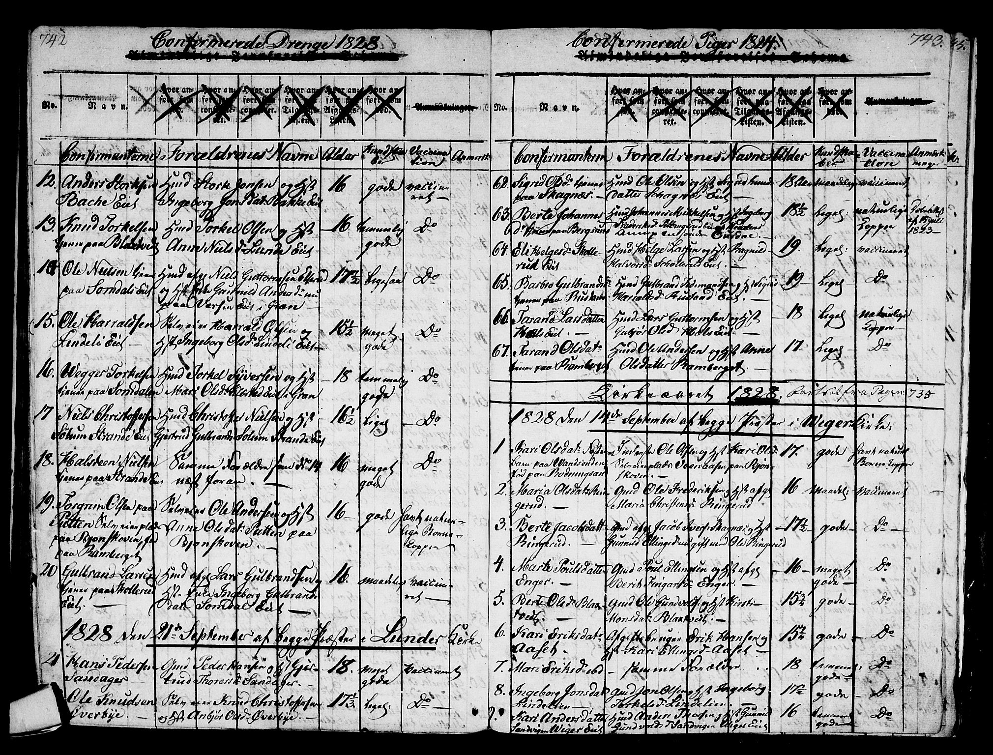 Norderhov kirkebøker, AV/SAKO-A-237/F/Fa/L0008: Parish register (official) no. 8, 1814-1833, p. 742-743