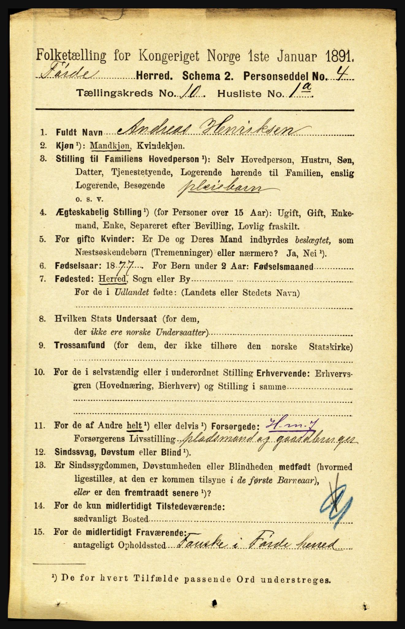 RA, 1891 census for 1432 Førde, 1891, p. 3670