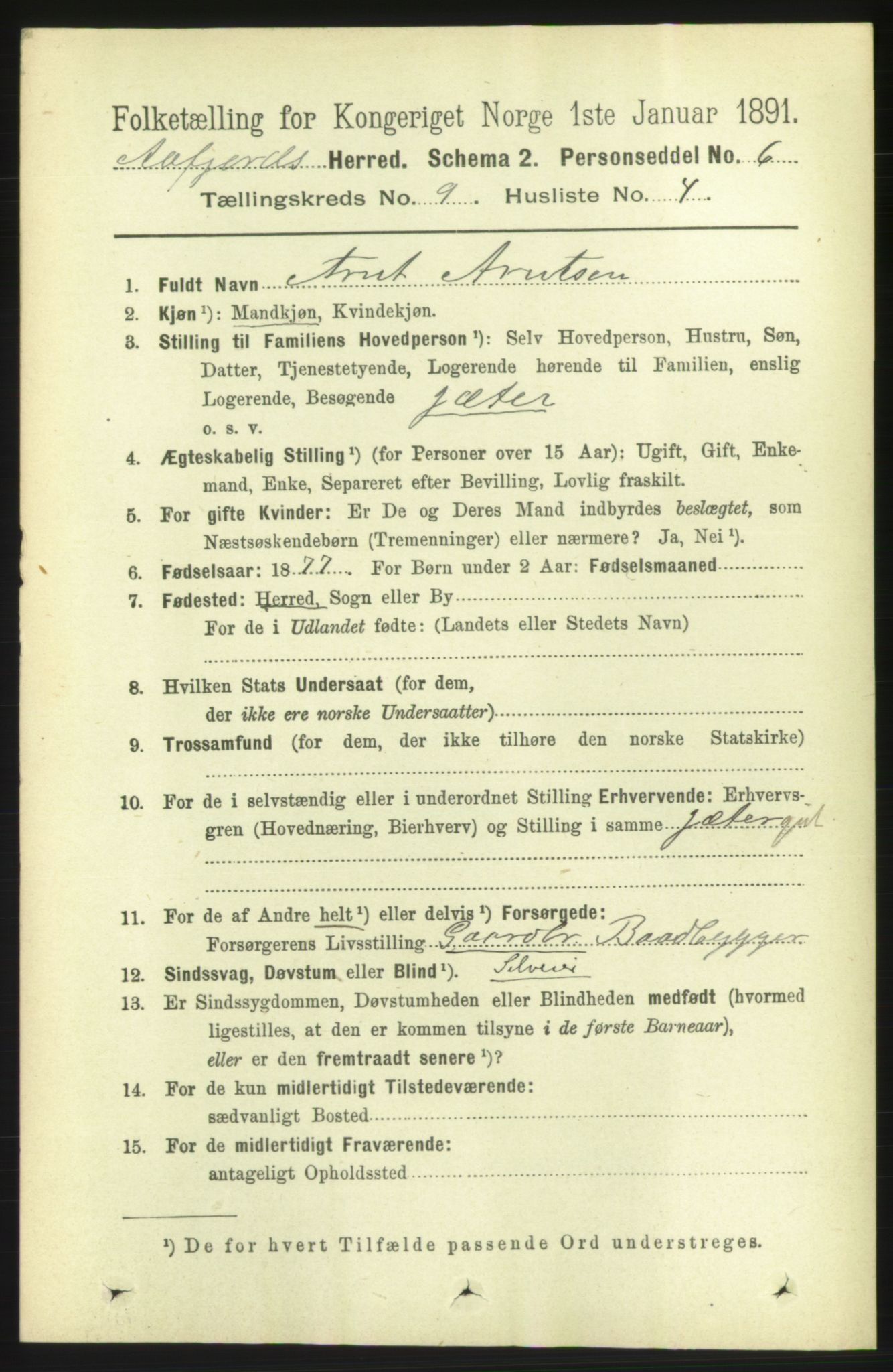 RA, 1891 census for 1630 Åfjord, 1891, p. 2465