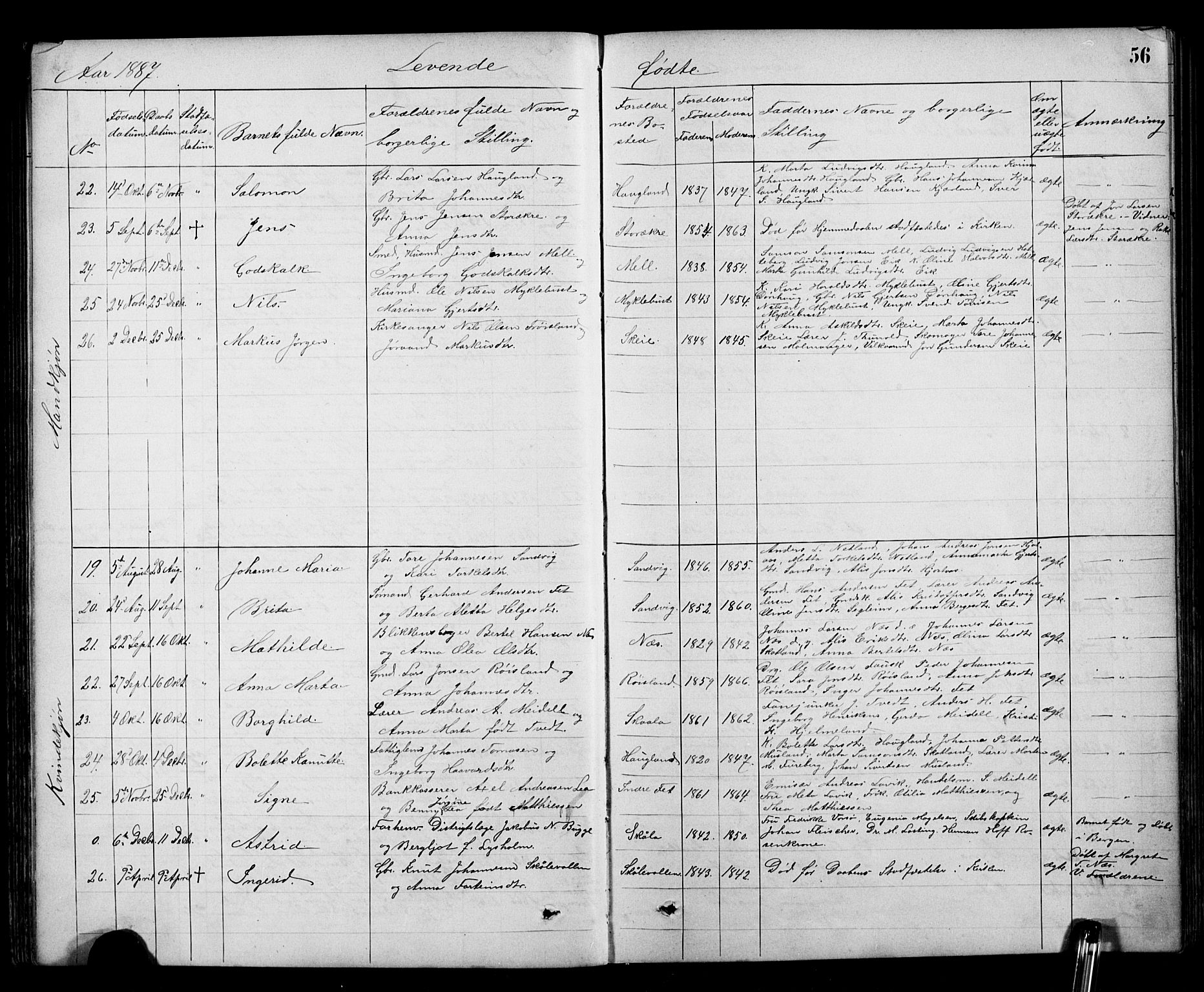 Kvinnherad sokneprestembete, SAB/A-76401/H/Hab: Parish register (copy) no. A 2, 1873-1900, p. 56