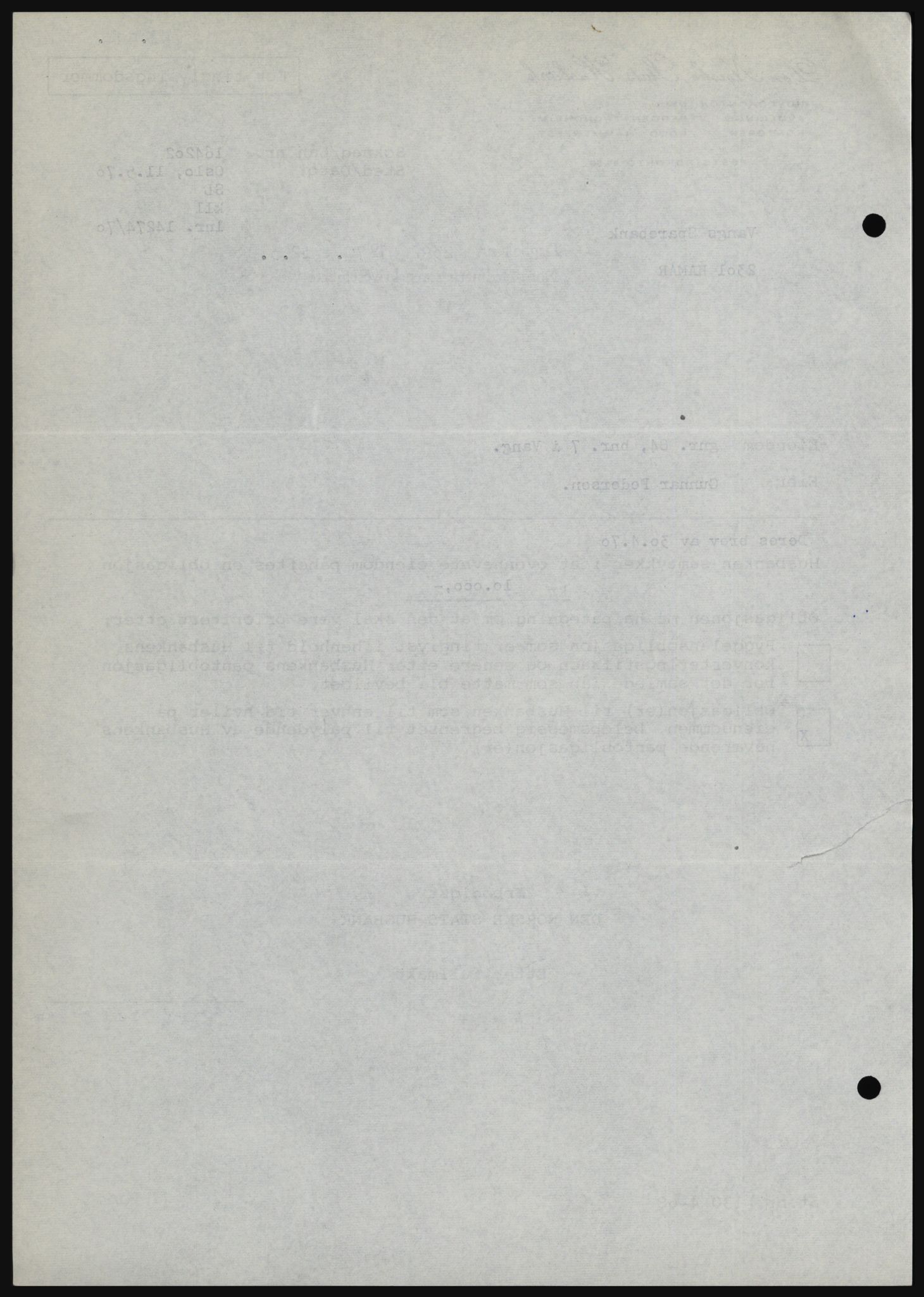 Nord-Hedmark sorenskriveri, SAH/TING-012/H/Hc/L0033: Mortgage book no. 33, 1970-1970, Diary no: : 2392/1970