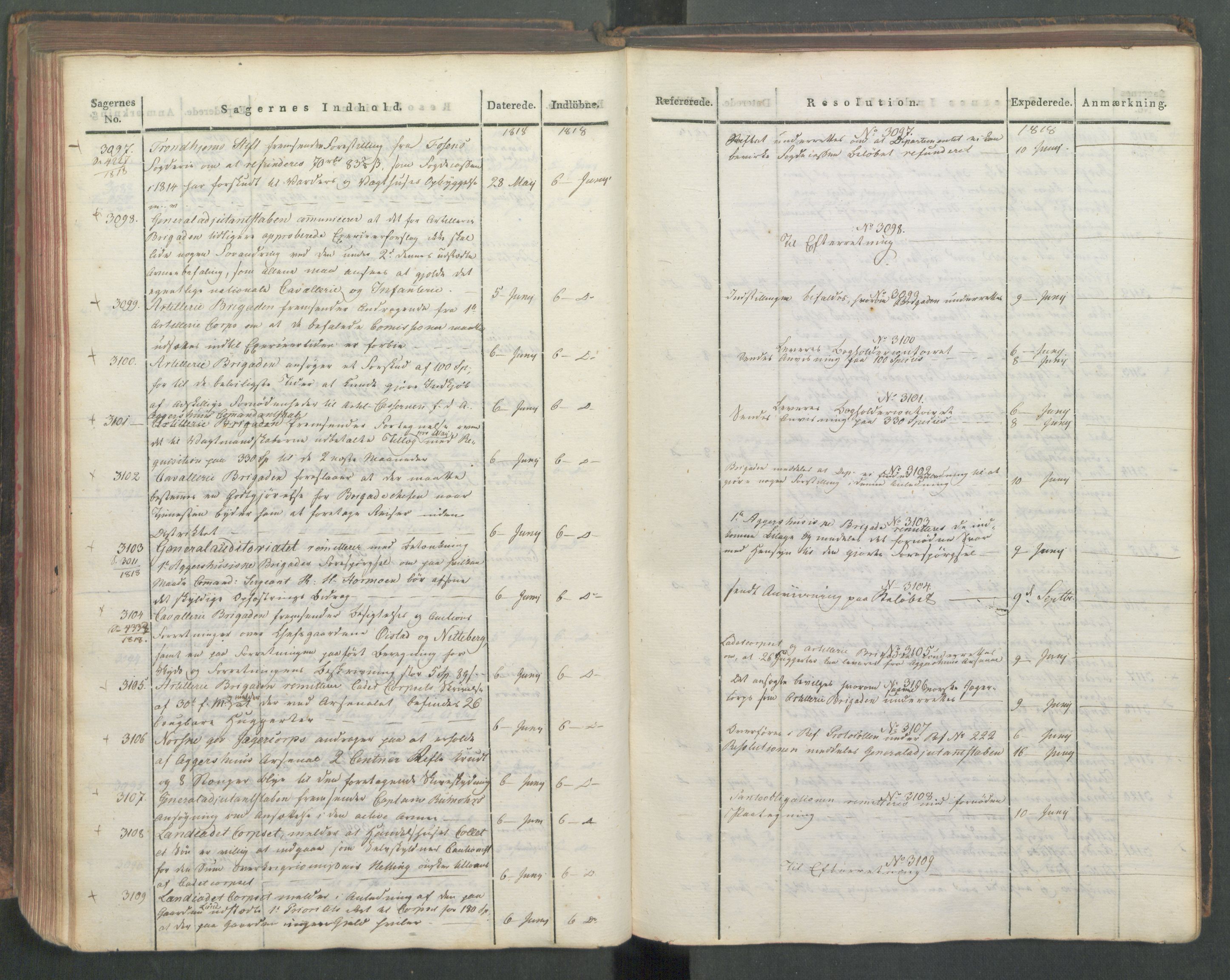 Armédepartementet, AV/RA-RAFA-3493/C/Ca/L0015: 6. Departements Journal, 1818