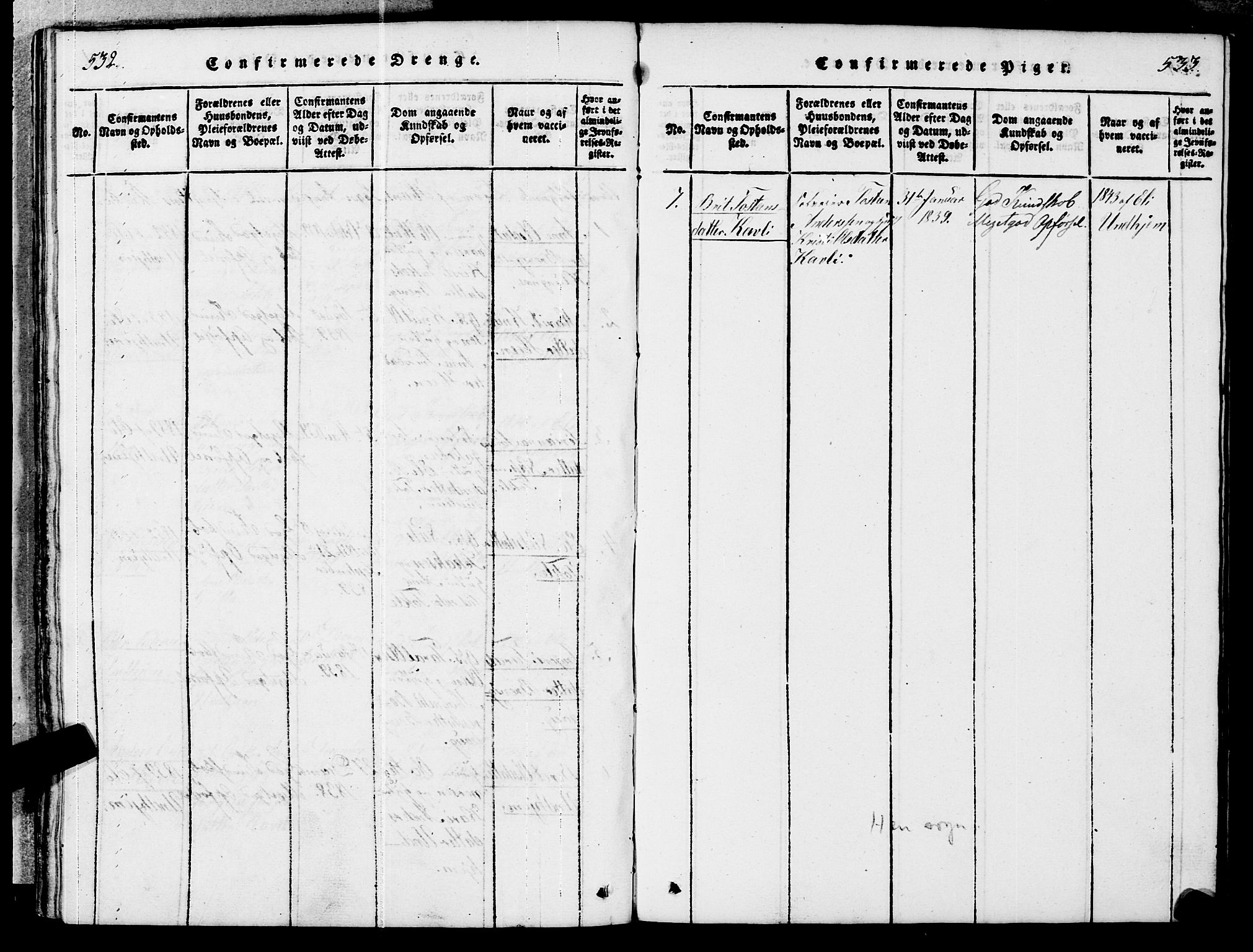 Ministerialprotokoller, klokkerbøker og fødselsregistre - Møre og Romsdal, AV/SAT-A-1454/545/L0585: Parish register (official) no. 545A01, 1818-1853, p. 532-533