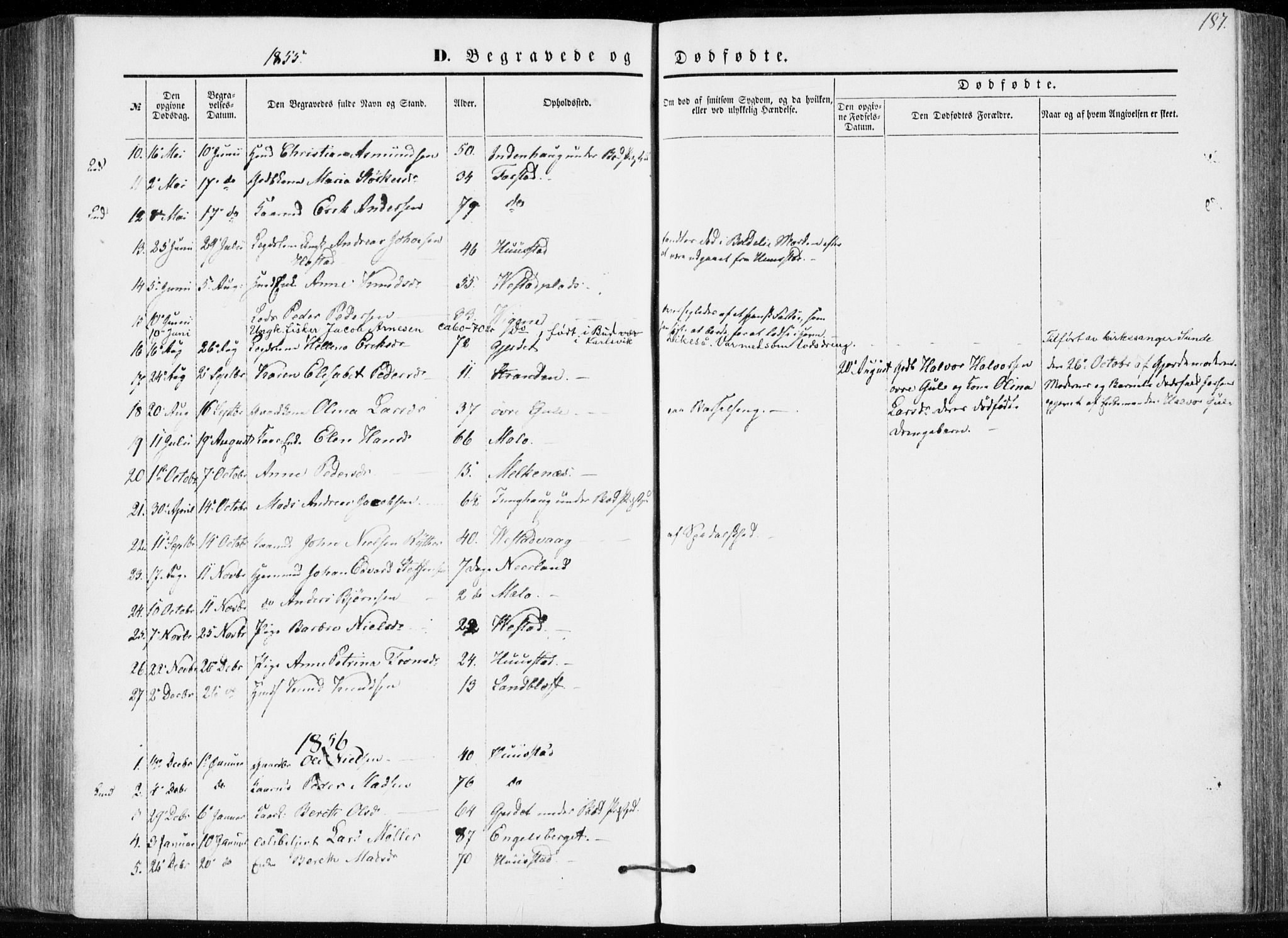 Ministerialprotokoller, klokkerbøker og fødselsregistre - Møre og Romsdal, AV/SAT-A-1454/566/L0767: Parish register (official) no. 566A06, 1852-1868, p. 187