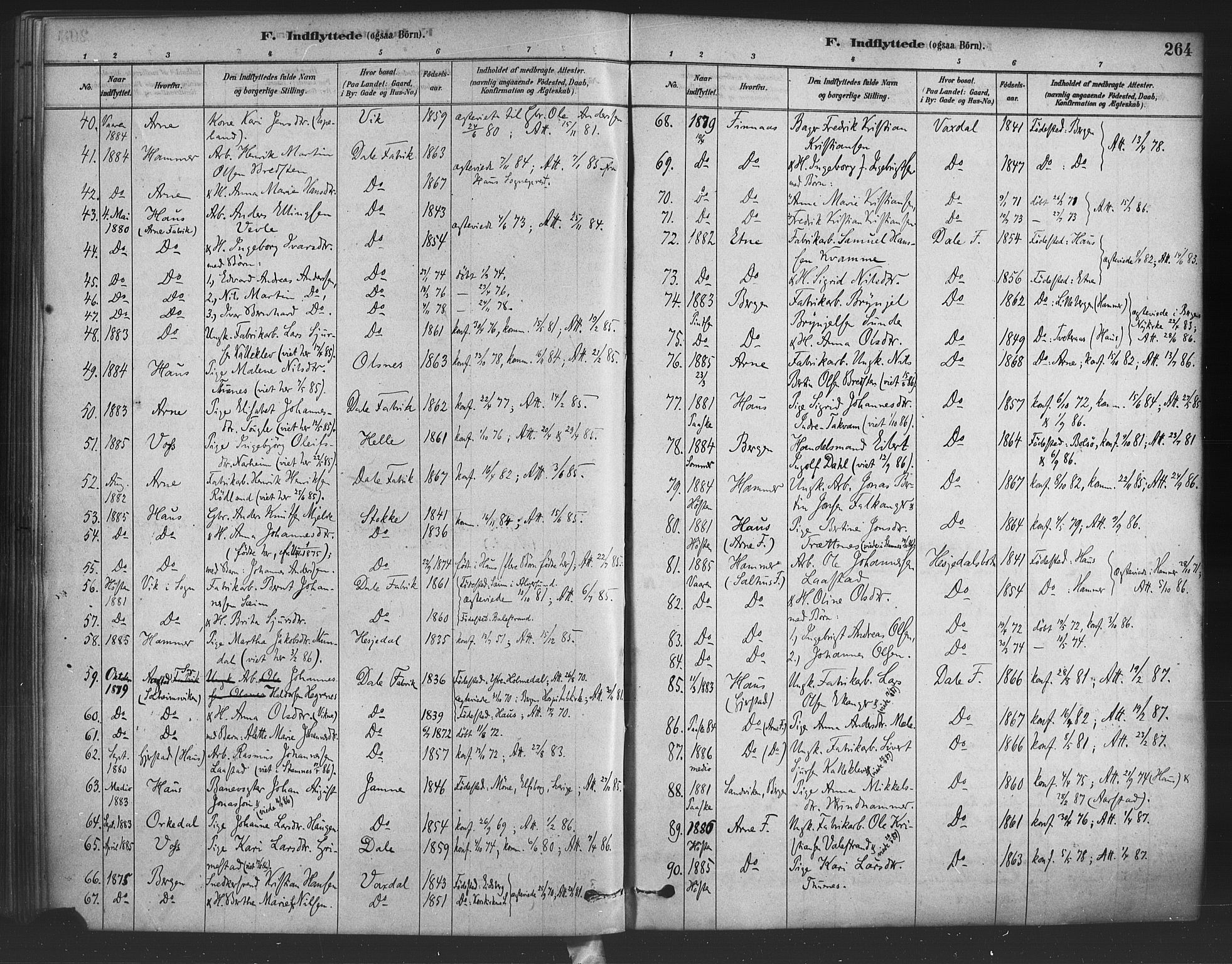 Bruvik Sokneprestembete, SAB/A-74701/H/Haa: Parish register (official) no. B 1, 1878-1904, p. 264