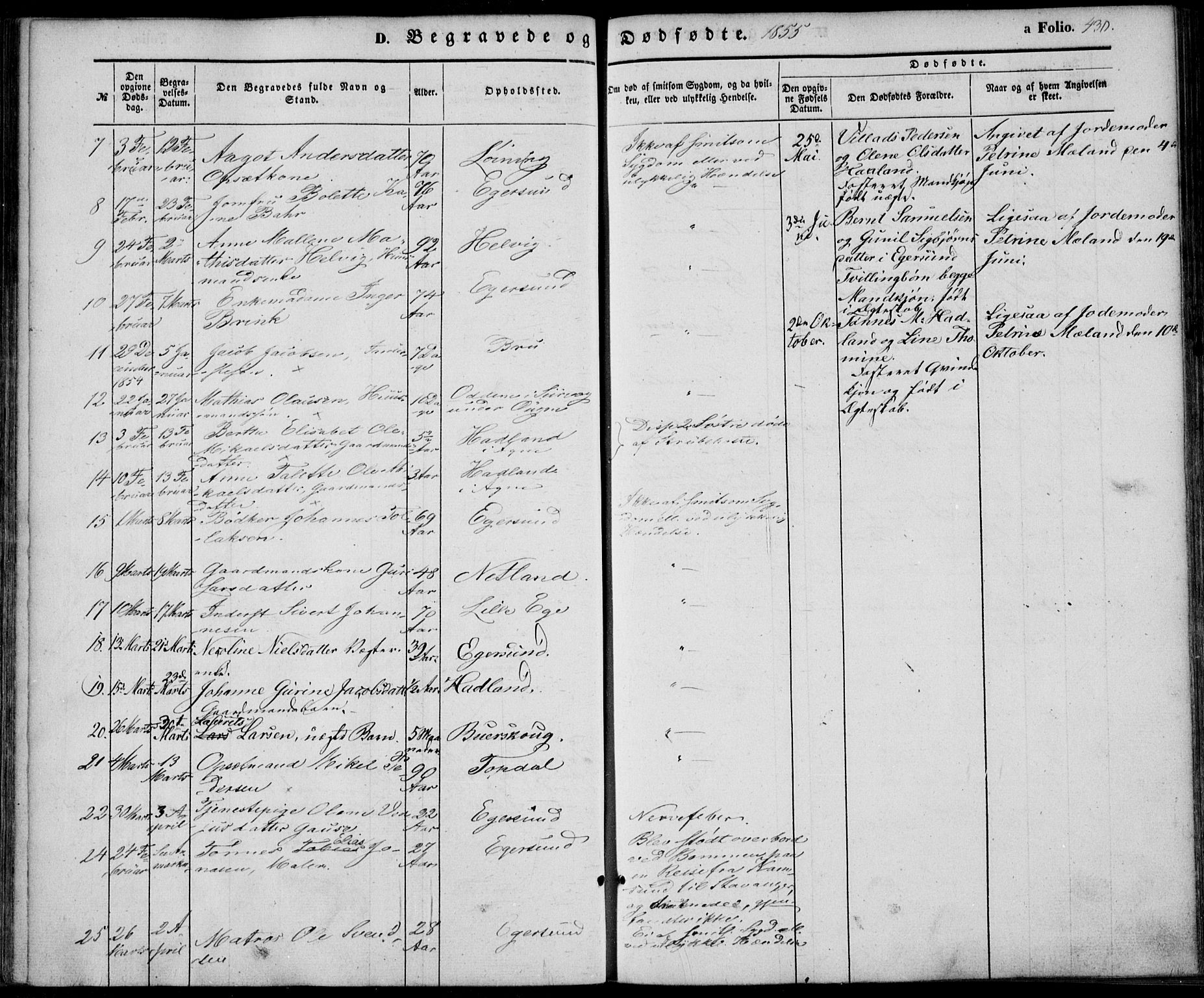 Eigersund sokneprestkontor, AV/SAST-A-101807/S08/L0013: Parish register (official) no. A 12.2, 1850-1865, p. 430