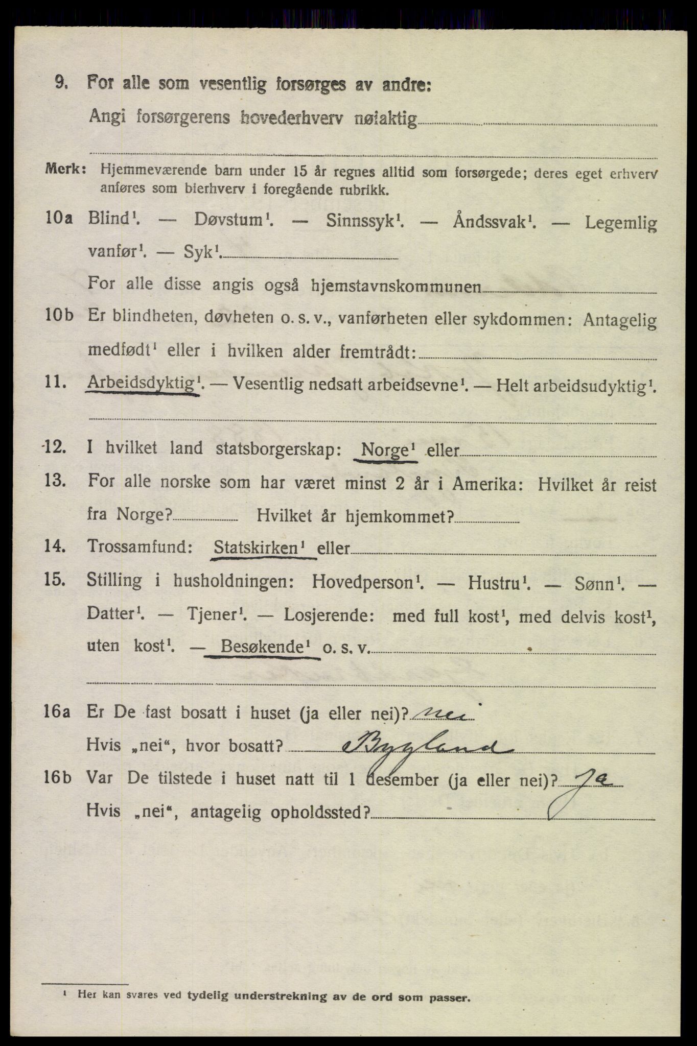 SAK, 1920 census for Oddernes, 1920, p. 5436