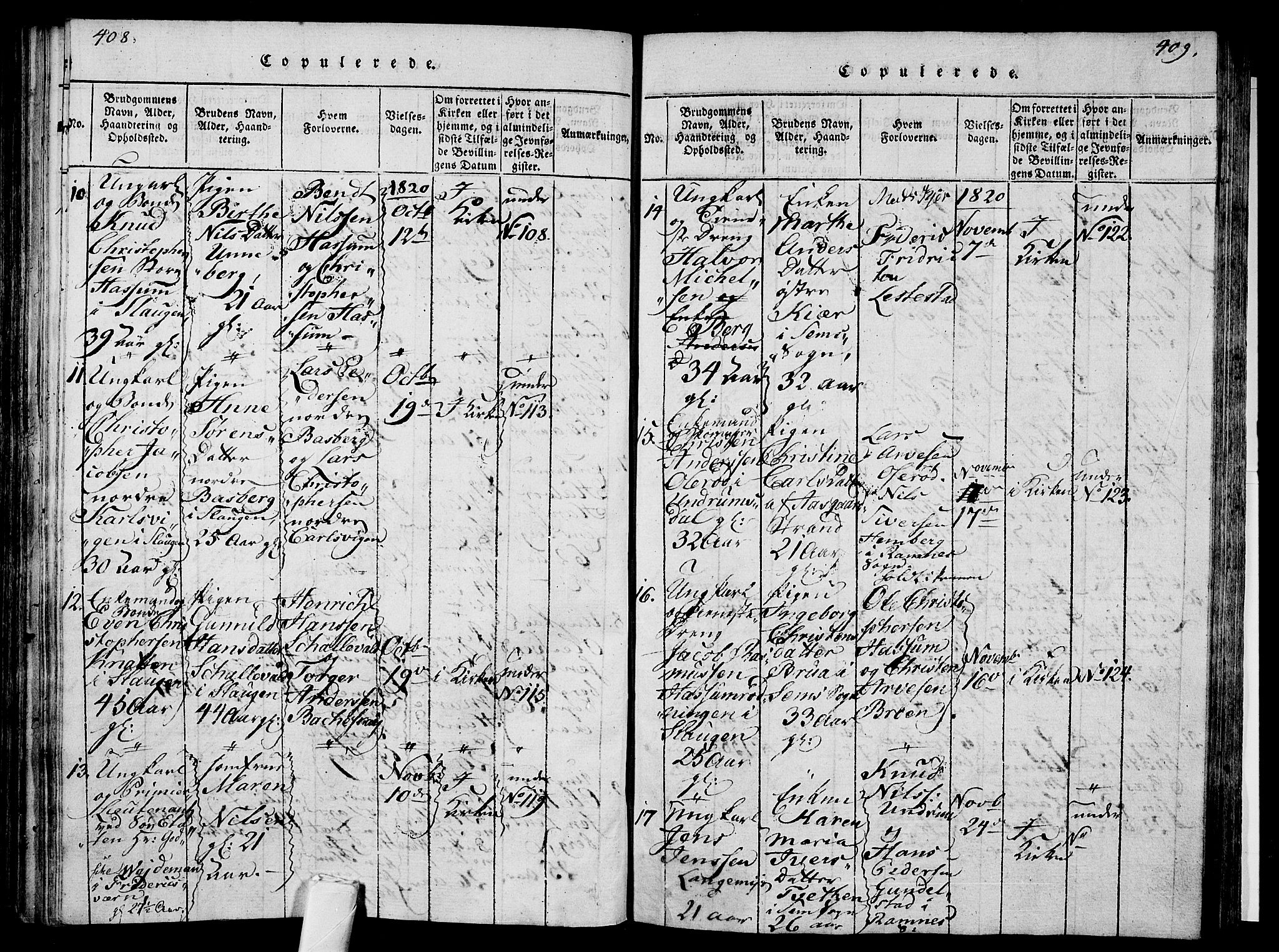 Sem kirkebøker, SAKO/A-5/F/Fa/L0004: Parish register (official) no. I 4, 1814-1825, p. 408-409