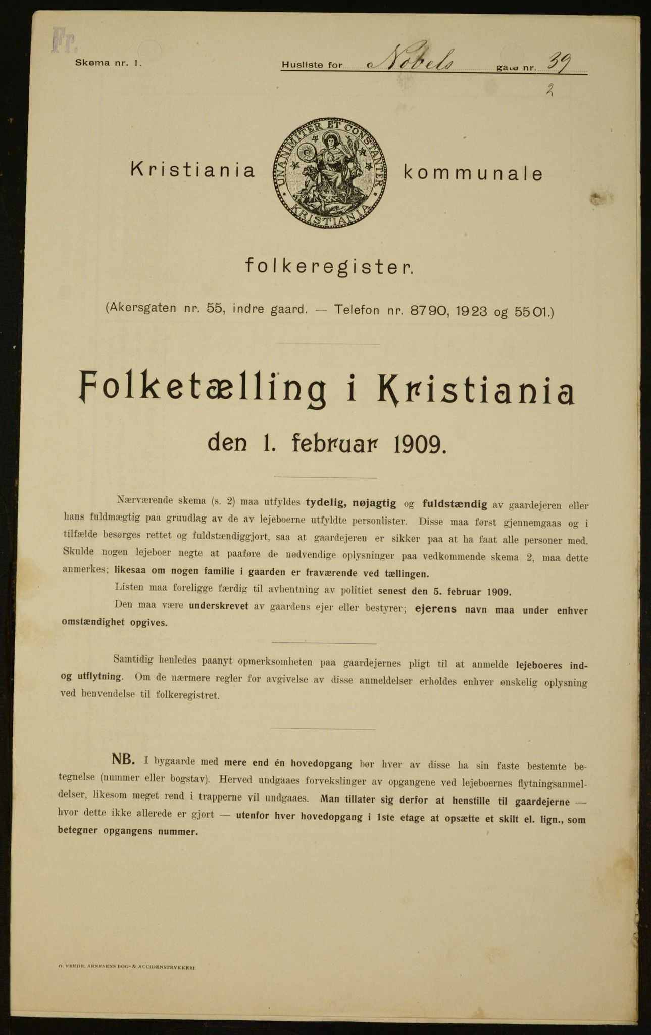 OBA, Municipal Census 1909 for Kristiania, 1909, p. 64563