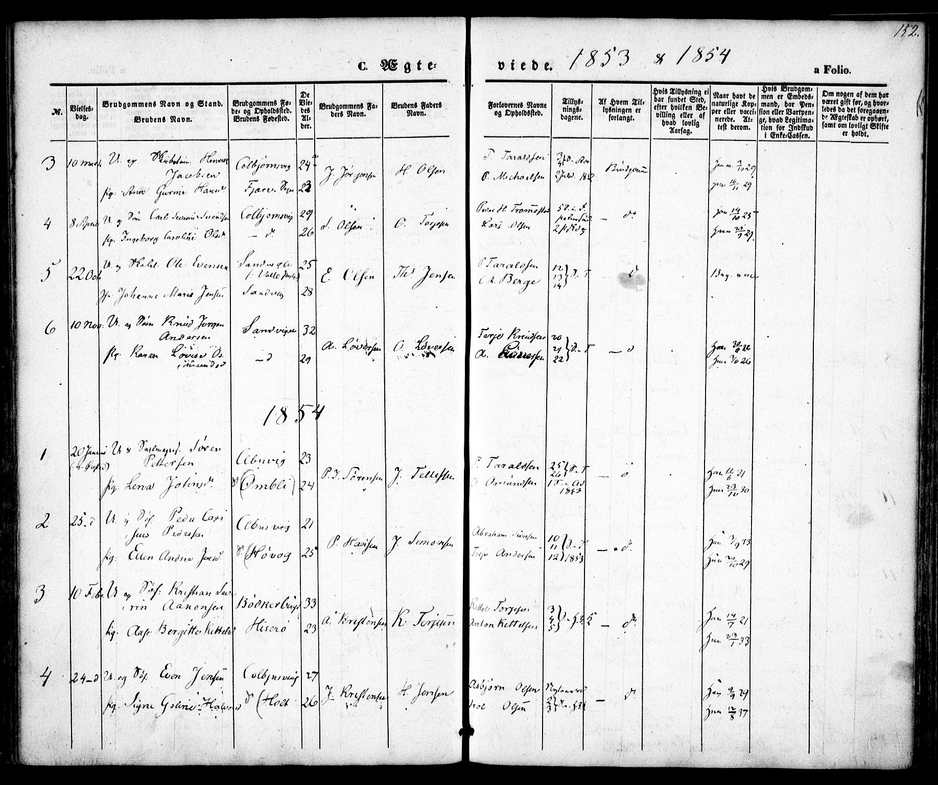 Hisøy sokneprestkontor, SAK/1111-0020/F/Fa/L0001: Parish register (official) no. A 1, 1849-1871, p. 152