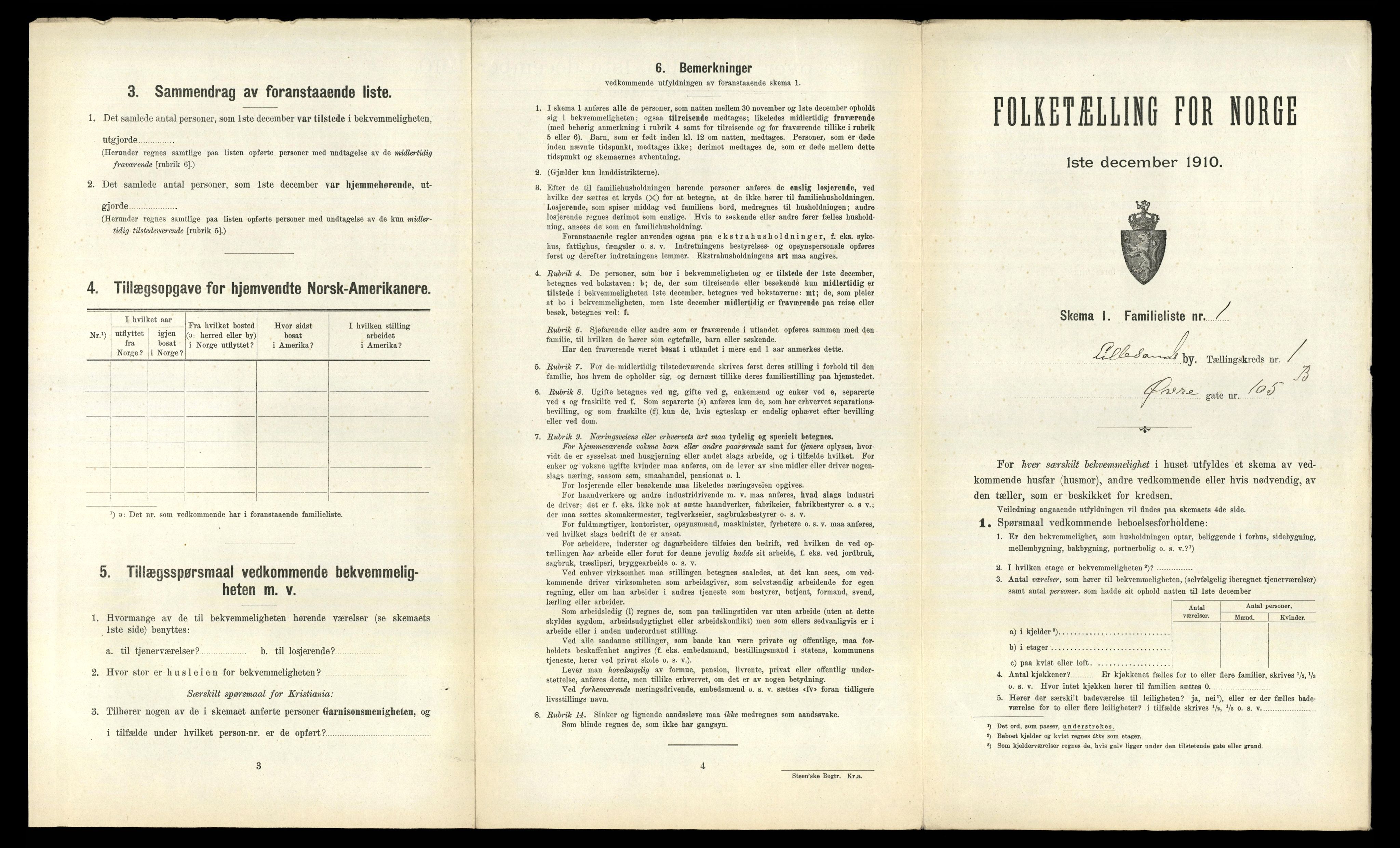 RA, 1910 census for Lillesand, 1910, p. 474