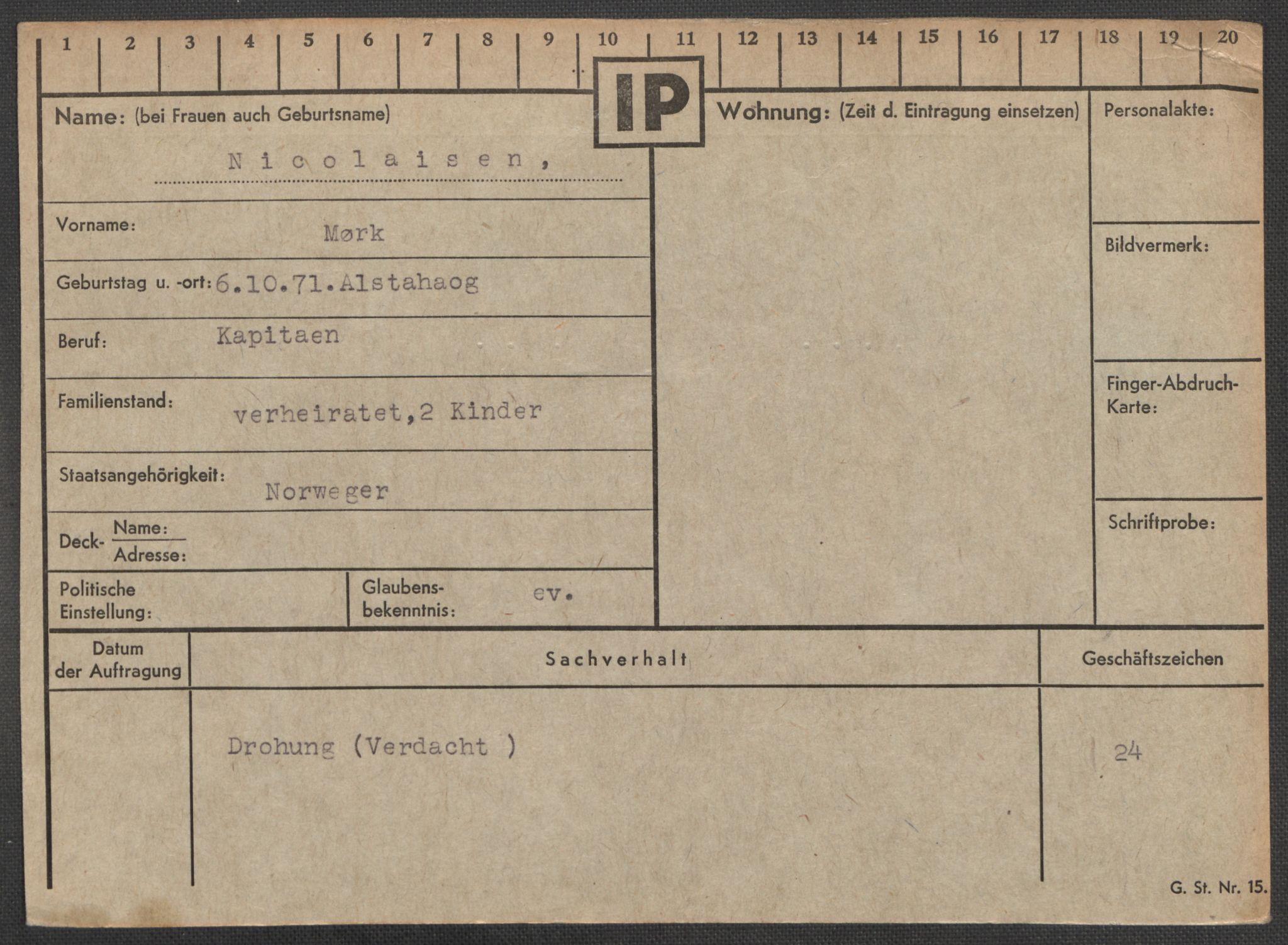 Befehlshaber der Sicherheitspolizei und des SD, AV/RA-RAFA-5969/E/Ea/Eaa/L0007: Register over norske fanger i Møllergata 19: Lundb-N, 1940-1945, p. 1048