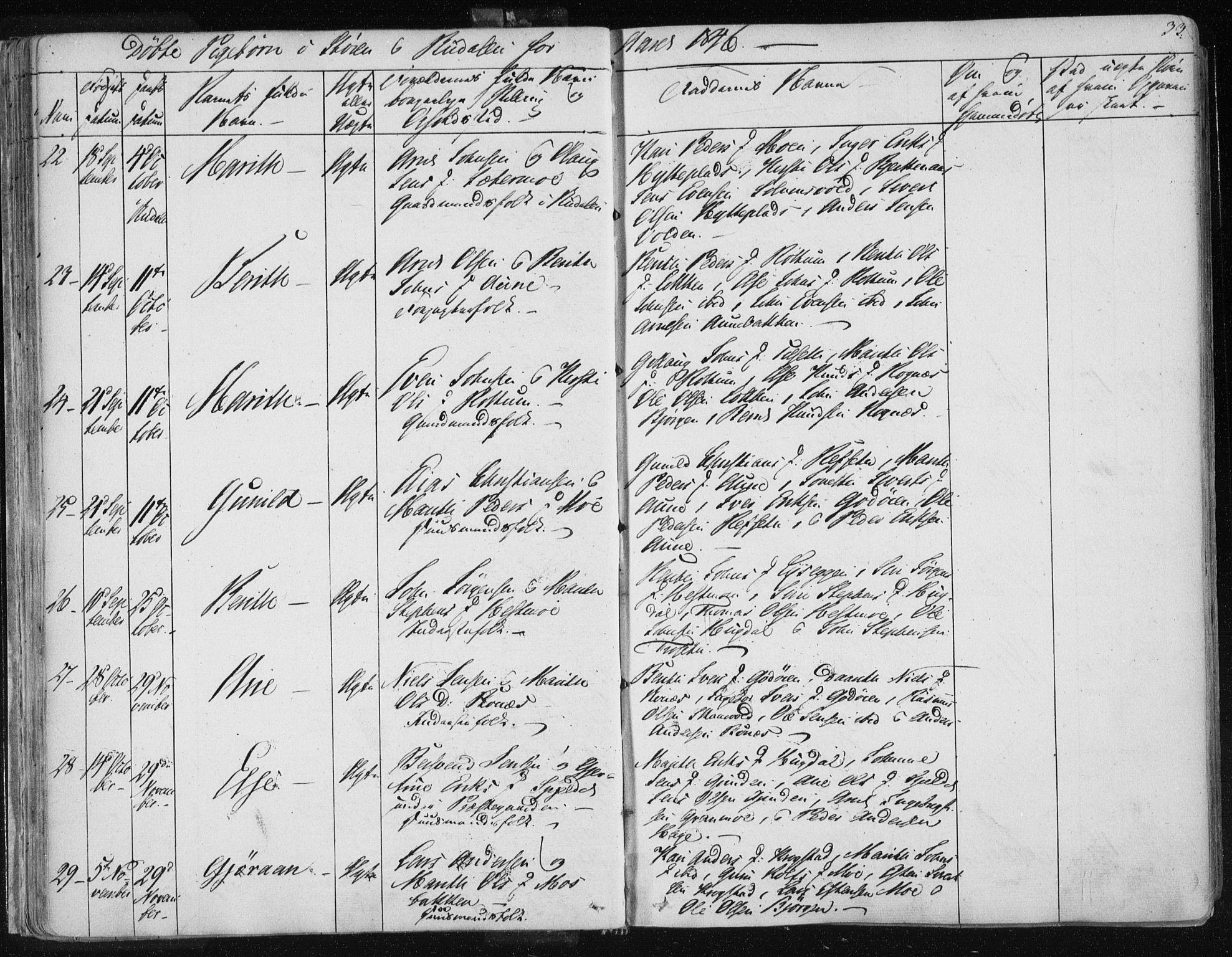 Ministerialprotokoller, klokkerbøker og fødselsregistre - Sør-Trøndelag, SAT/A-1456/687/L0997: Parish register (official) no. 687A05 /1, 1843-1848, p. 33
