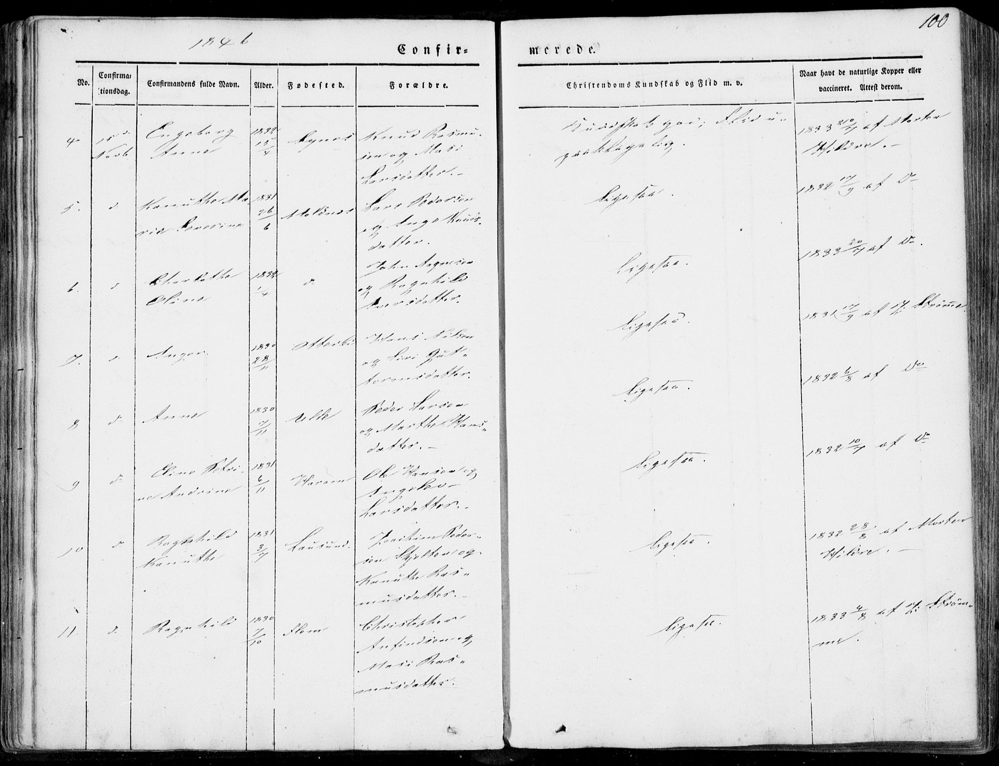 Ministerialprotokoller, klokkerbøker og fødselsregistre - Møre og Romsdal, SAT/A-1454/536/L0497: Parish register (official) no. 536A06, 1845-1865, p. 100
