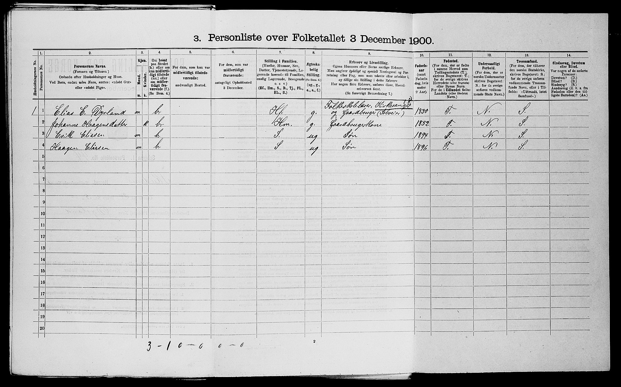 SAST, 1900 census for Skudenes, 1900, p. 778