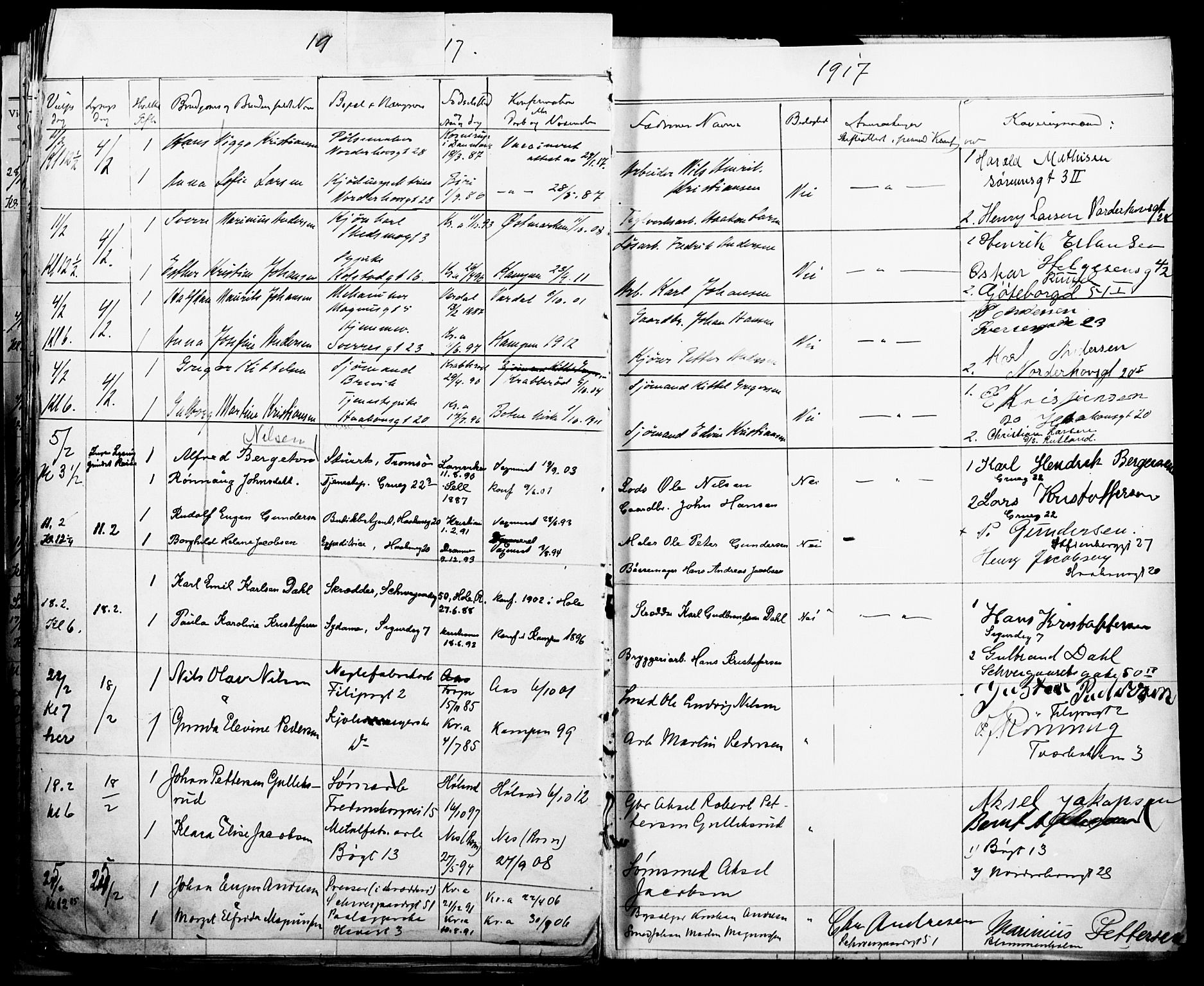 Kampen prestekontor Kirkebøker, AV/SAO-A-10853/H/Ha/L0003: Banns register no. 3, 1907-1917