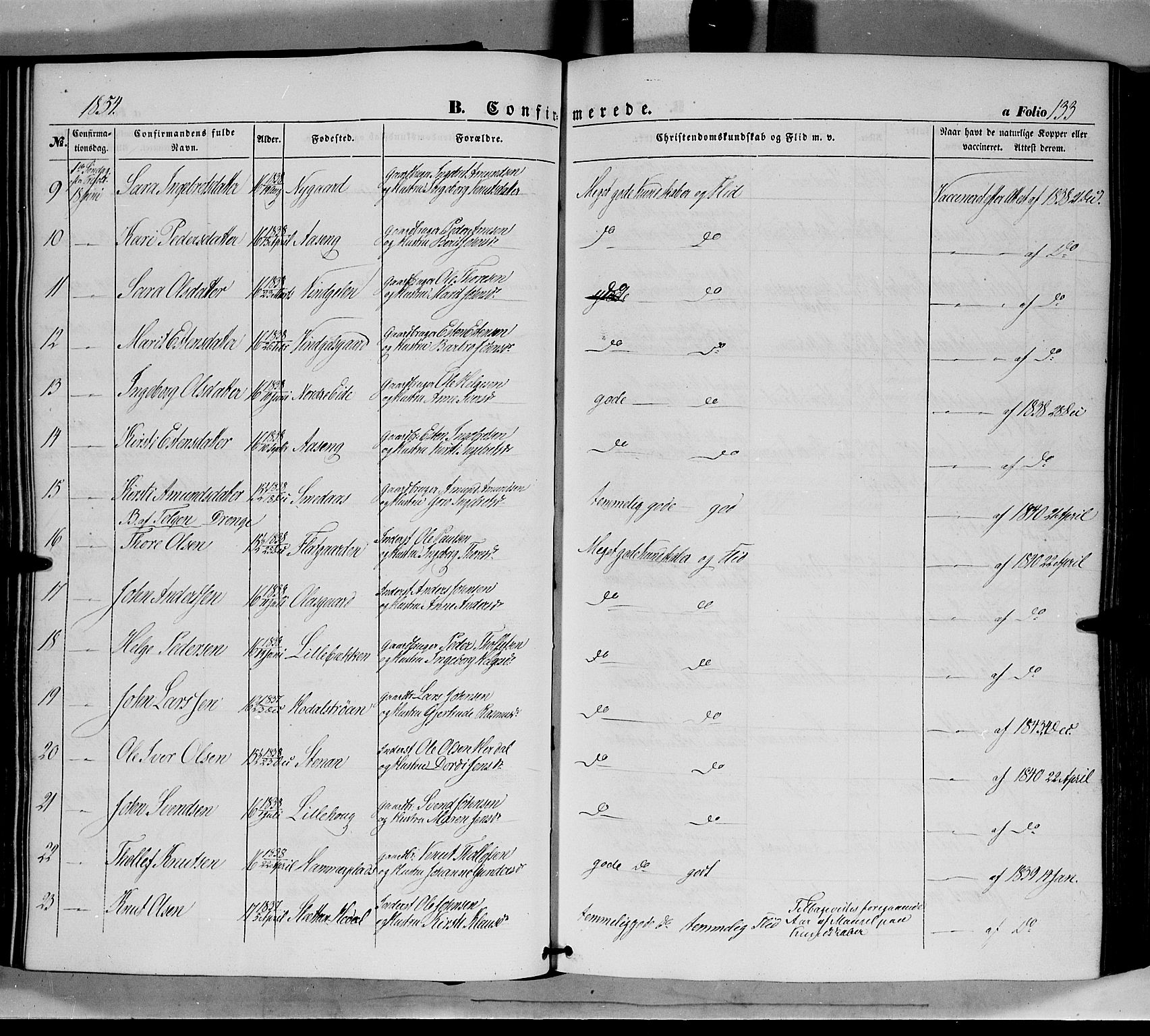 Tolga prestekontor, AV/SAH-PREST-062/K/L0006: Parish register (official) no. 6, 1852-1876, p. 133