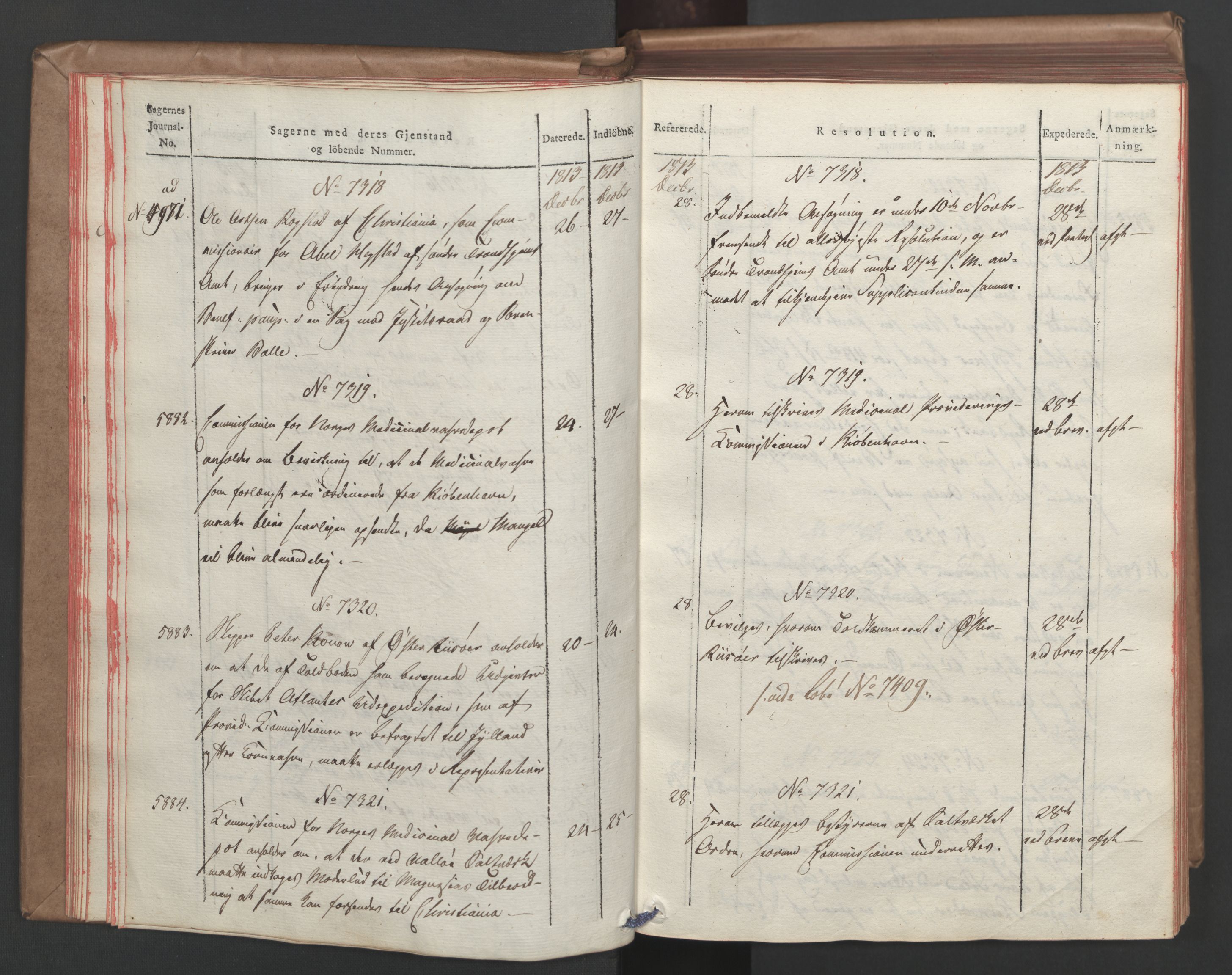 Stattholderembetet 1810-1814, 1. kontor (Kontor A), AV/RA-EA-2872/Ab/L0008: Referatprotokoll,  j.nr. 5846-6405,  l.nr. 7275-7924, 1813-1814, p. 17